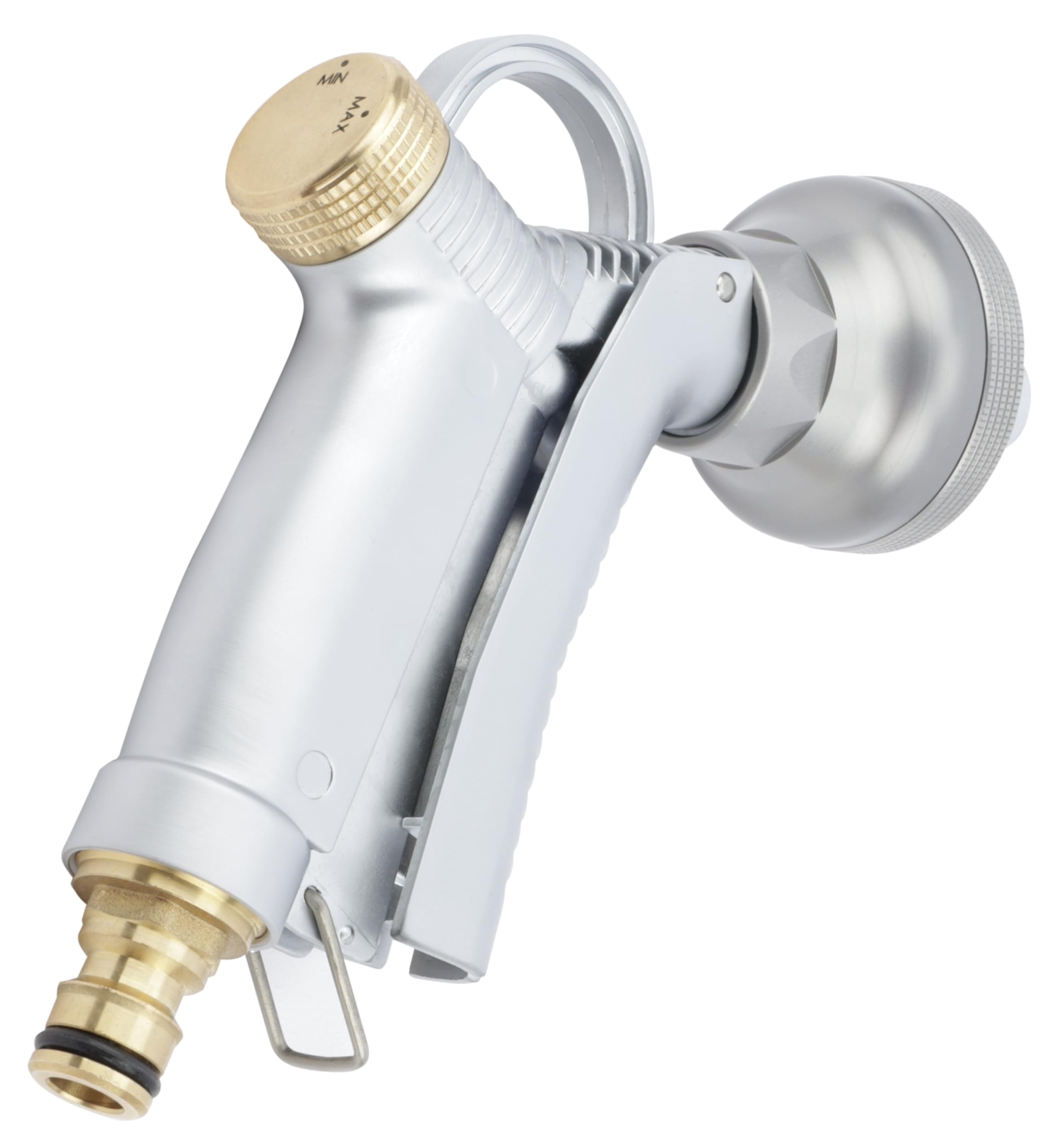 Boutté PPFR d'arrosage 100% métal Pistolet pomme multifonction avec raccord rapide, Argent