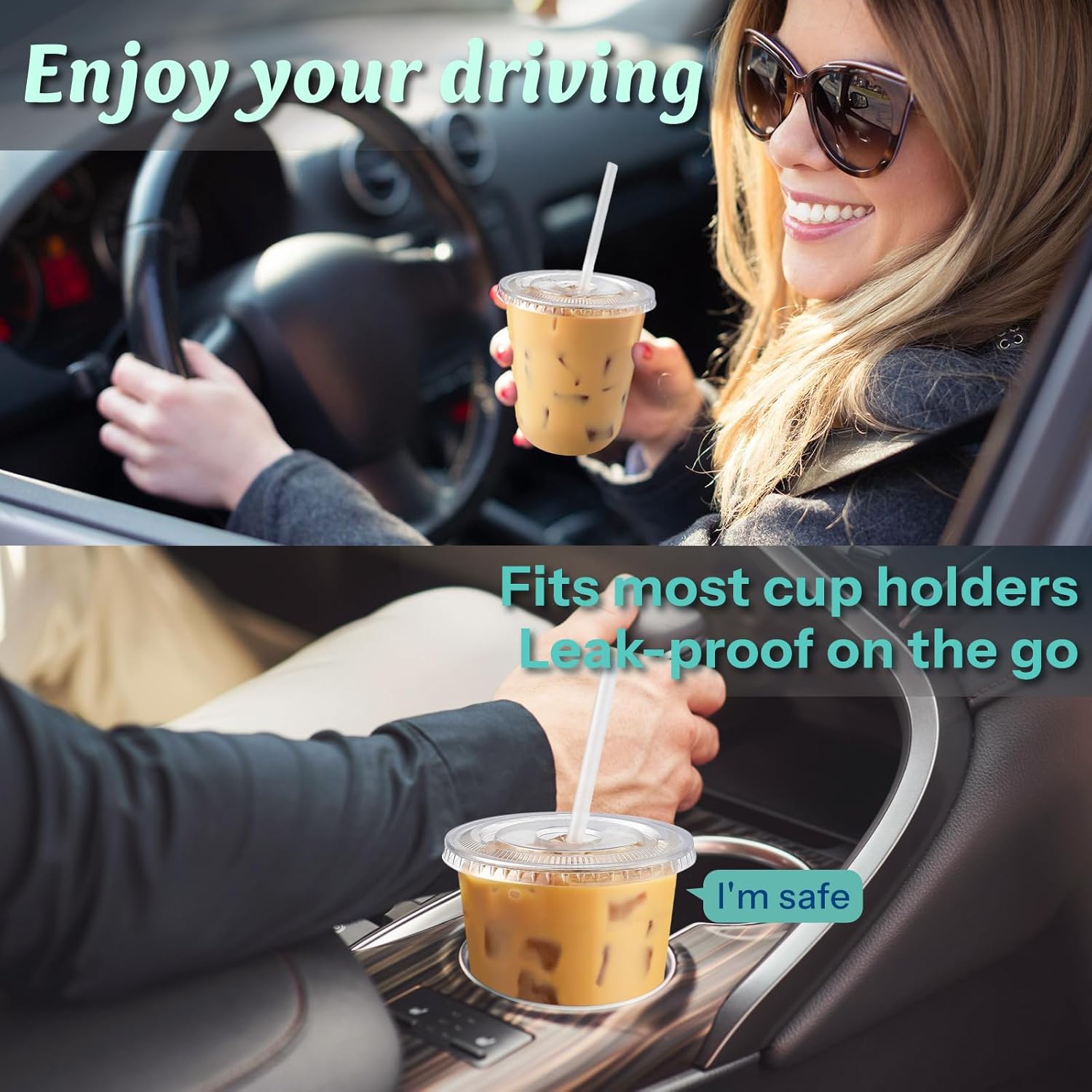 Homestockplus 100 Pack 12 oz BPA-Free Clear Plastic Cups with Lids and Straws - Leak-Proof Disposable Straw Cups, Iced Coffee Cups for Kids Drinks, Smoothies & To-Go Cold Beverages - Image 6