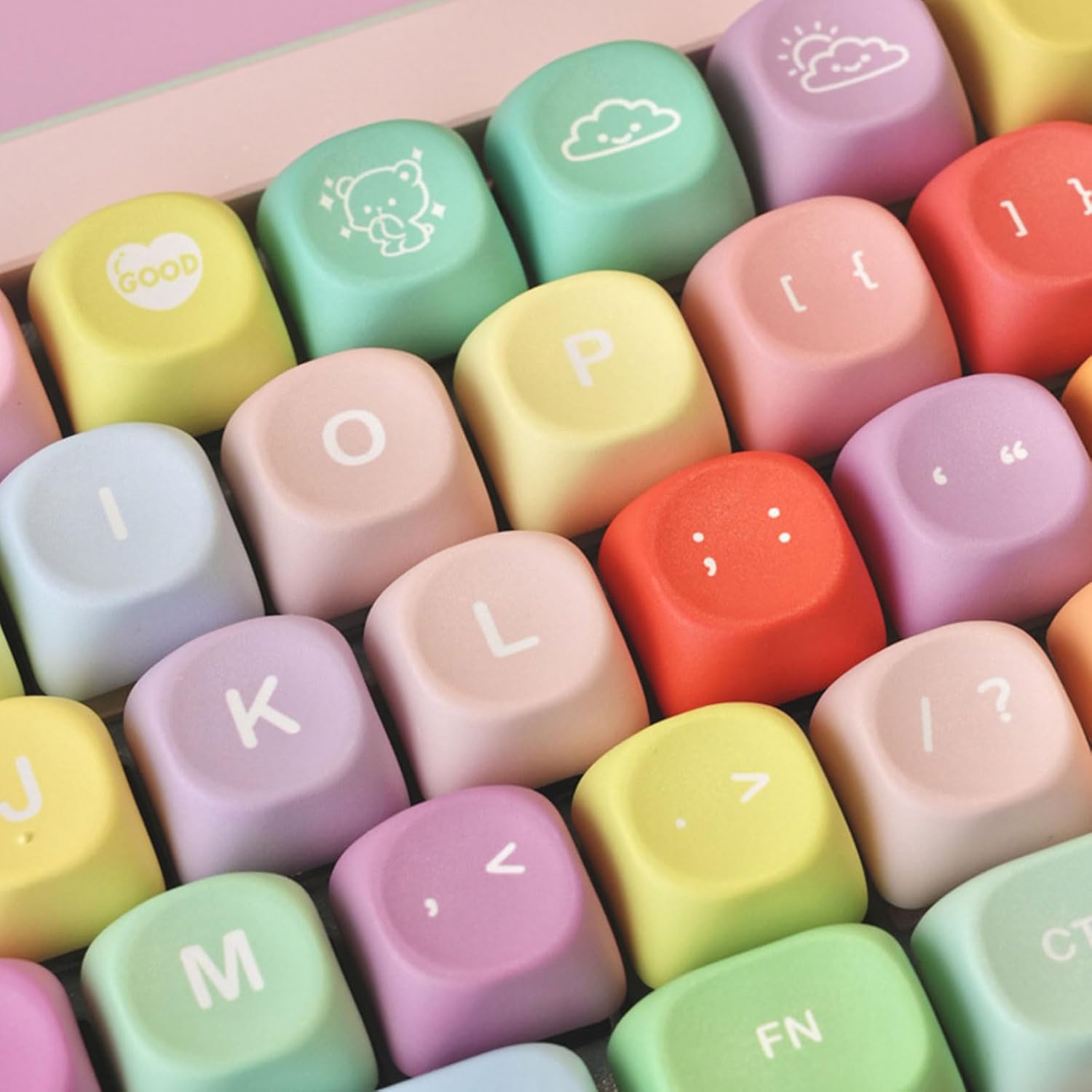 Colorful MOAs Profile Keycaps for Mechanical Keyboards 5 Surfaces Dyes Sublimated AntiFade PBTs Long Use Dyes Sublimations PBT Keycap Set
