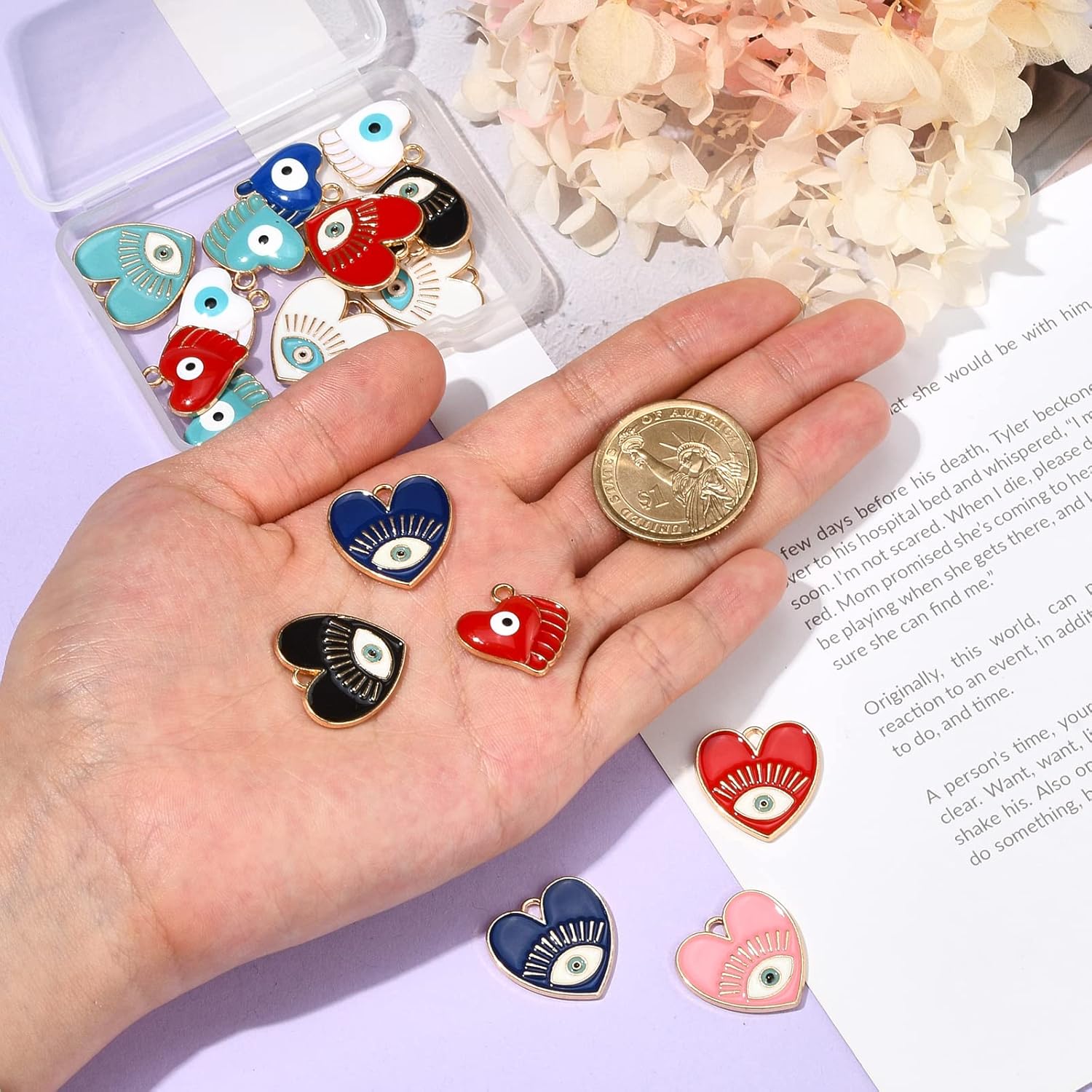20 Pieces Heart Evil Eye Charm Pendant Alloy Enamel Eye Charm Mixed Color for Jewelry Necklace Bracelet Earring Making Crafts - Image 3