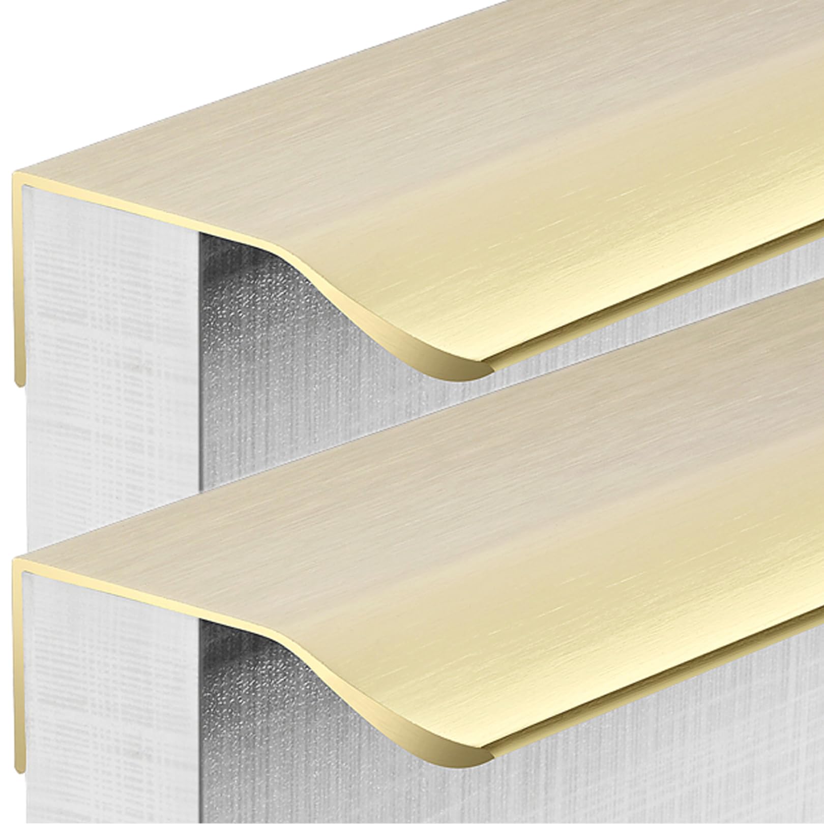 DFrywdgSEY Concealed Door Handle, Aluminum Wardrobe Kitchen Concealed Handles Finger Edge Pull Drawer Knobs Brushed Gold 2 Pieces(Hole Distance 352mm)