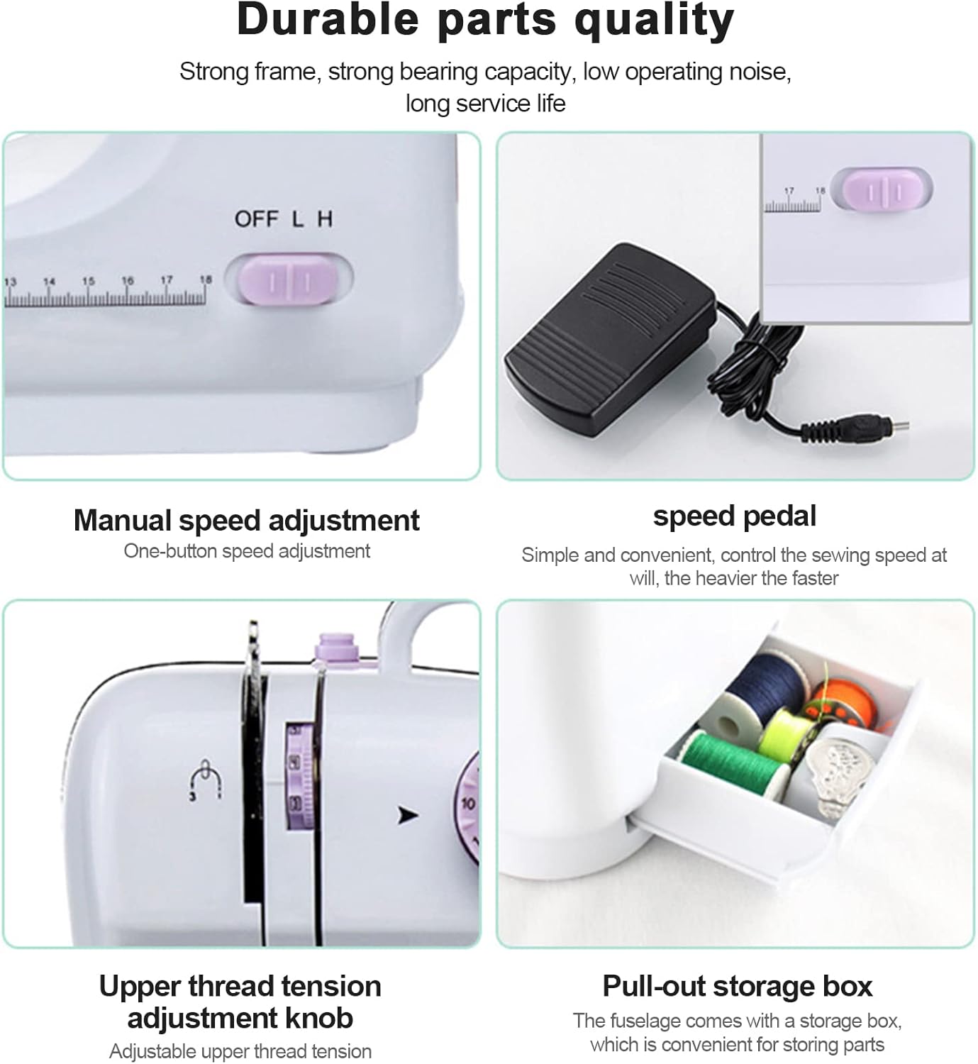 LetCart 505A Sewing Machine Speed Adjustment and Storage