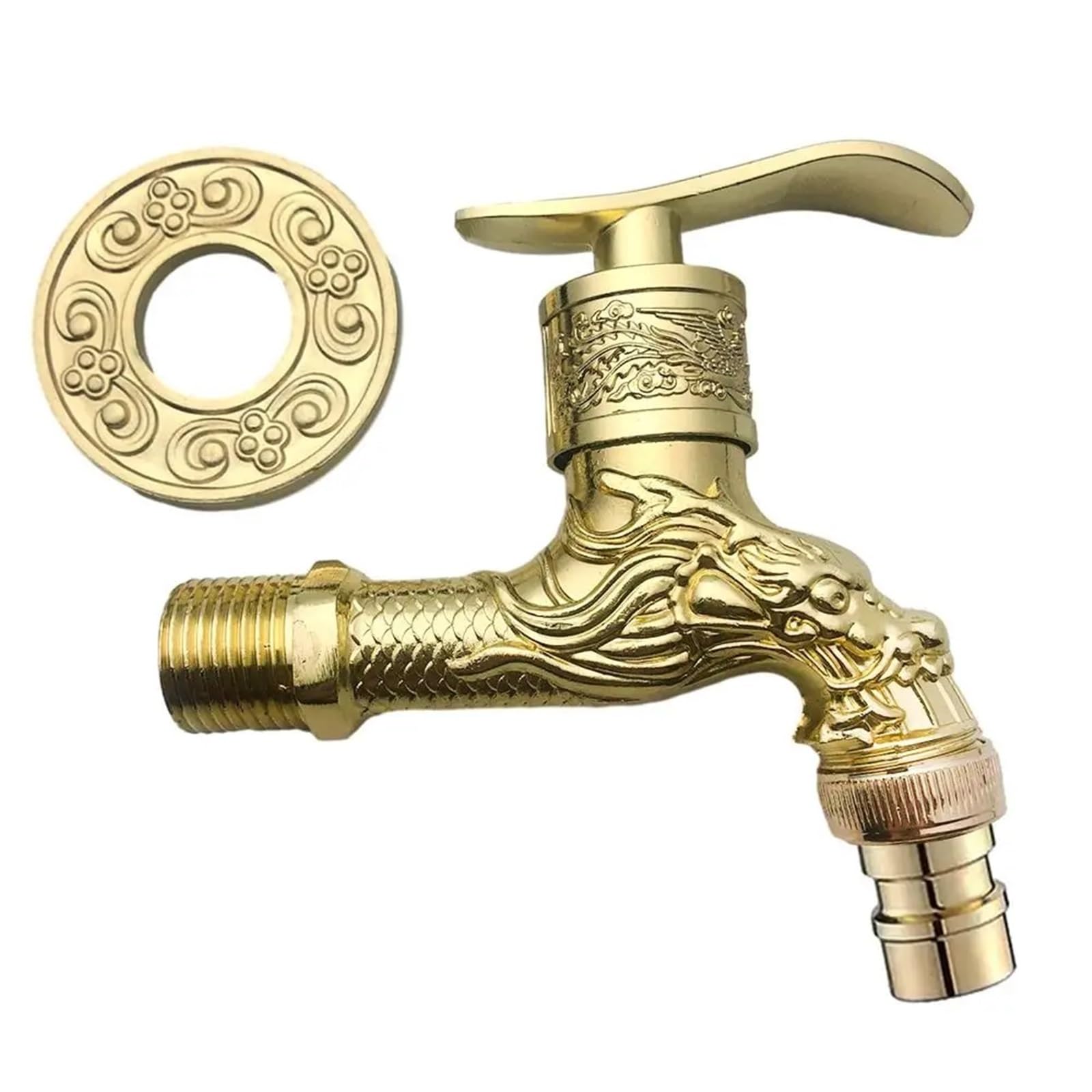Trryuip I Outside Tap Antique Dragon Carved Water Taps Garden Faucet Washing Machine Outdoor Mop Wash Basin Vintage Style(-I)