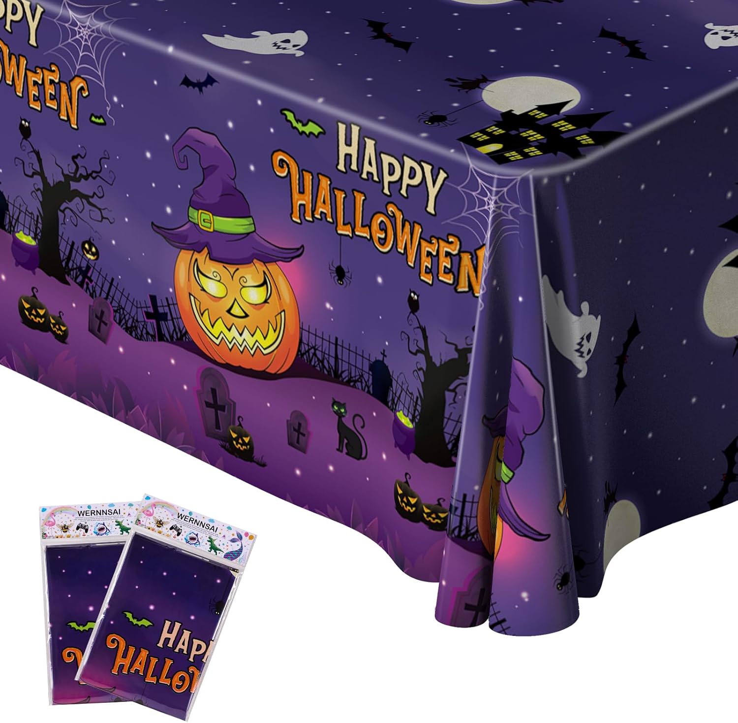 WERNNSAI Halloween Tablecloths 2 PCs Halloween Party