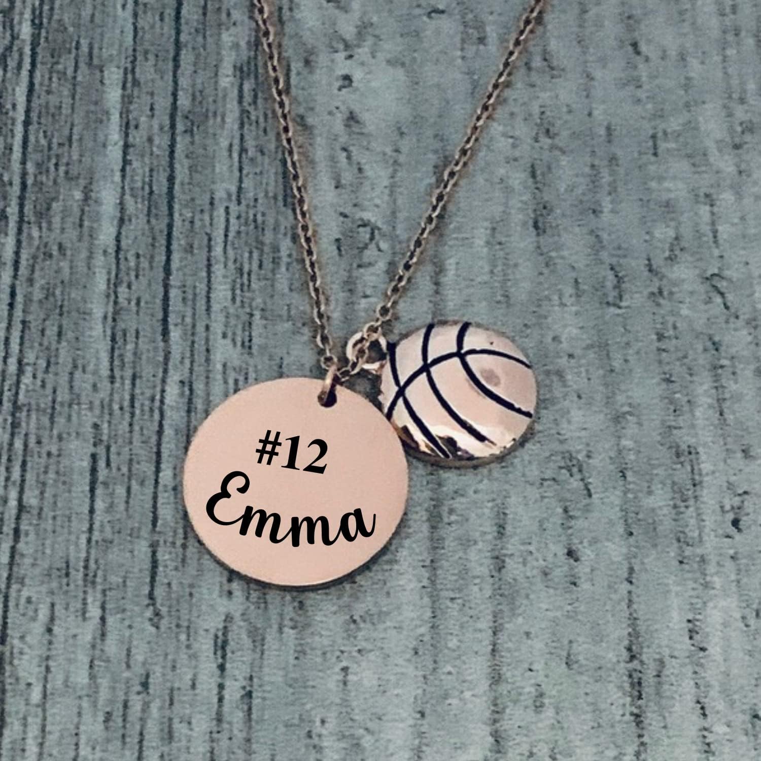 Personalized Basketball Necklace with Name and Jersey Number, Rose Gold Charm Necklace, Custom Sports Jewelry Gift for Basketball Players, Teens and Women - Image 8