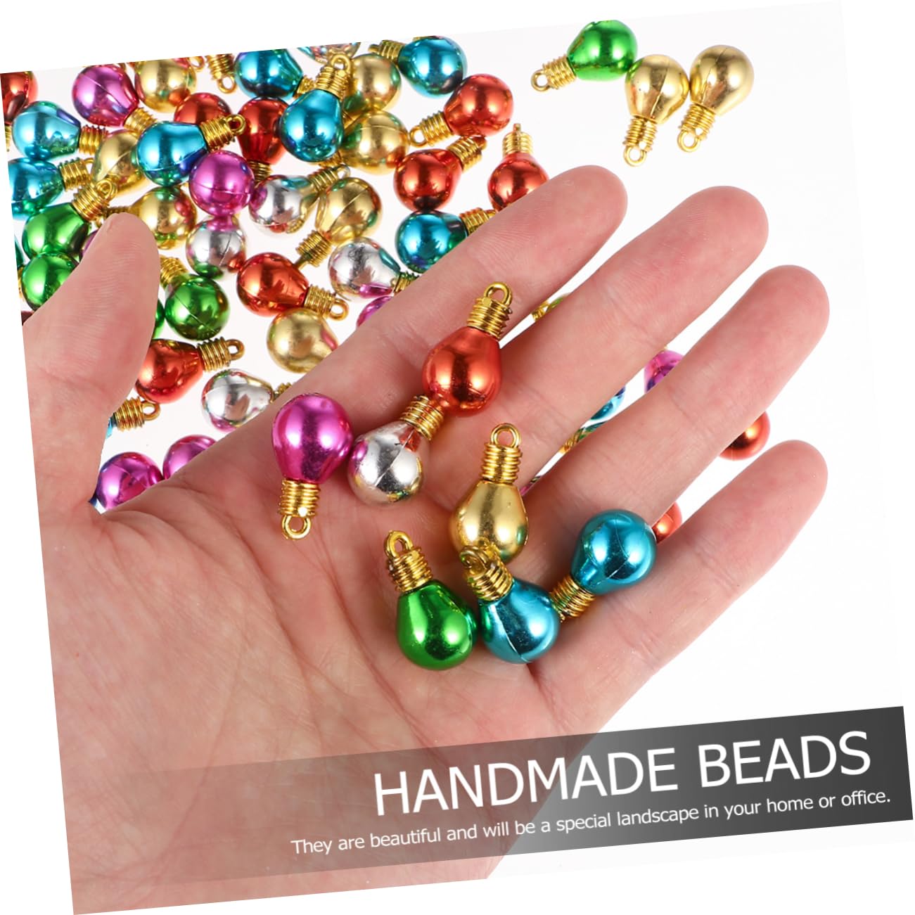 COHEALI 100piezas Decoración de Bombillas Redondas DIY de Cuentas de Plástico Hechas Mano Agujero Grande para Joyería Creativa Suministros para Manualidades de Navidad