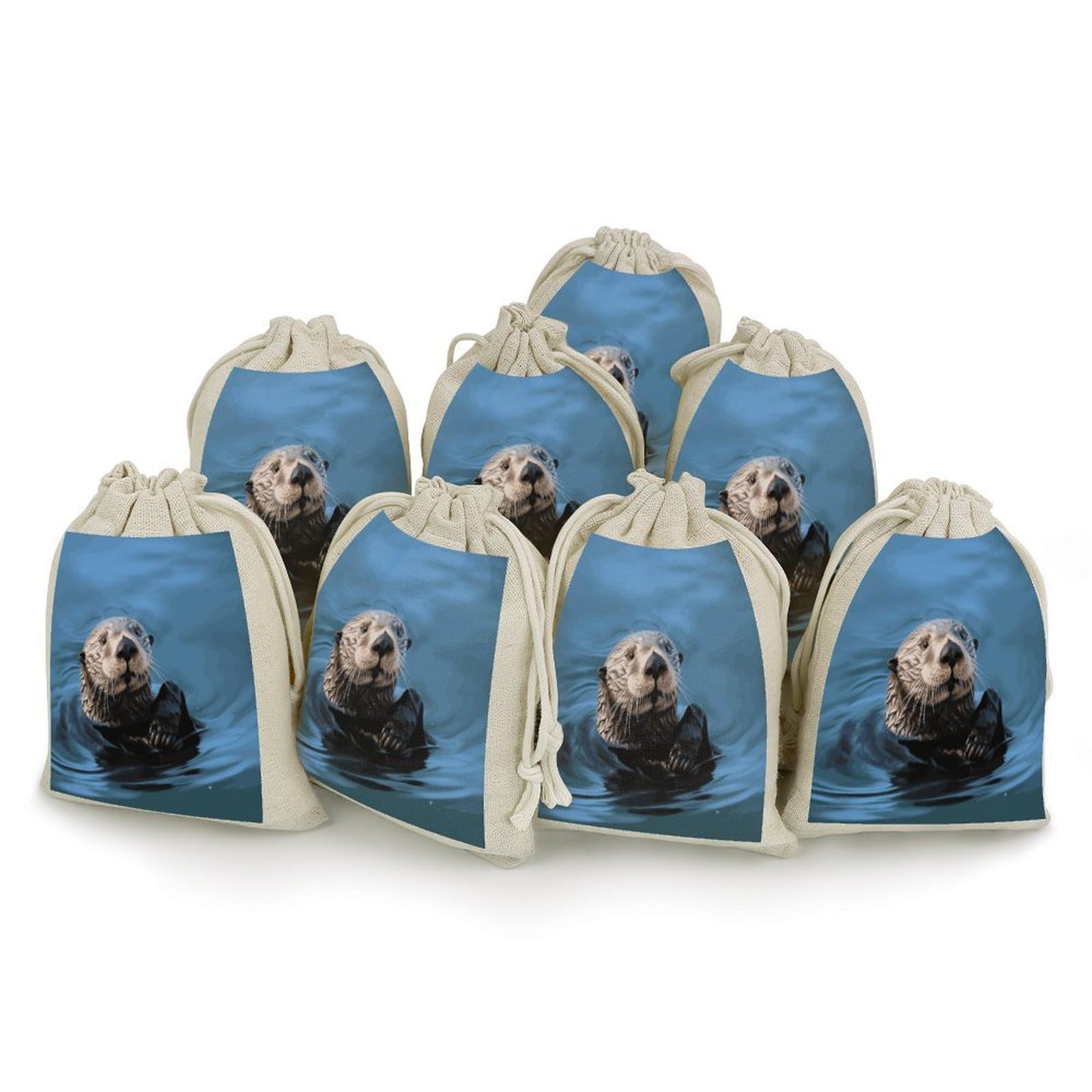 Adfgyerh Style Sea Otter(1) Bags With Drawstring Reusable,Jewelry Bags 4.9 X 6.7 Inch, Set Of 8,Gift Bags For Party Wedding Storage Home Supplies