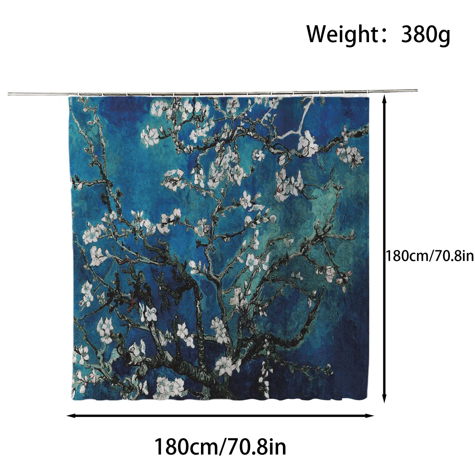 FAIRYGATE Bathroom Curtains Shower Curtain Japanese Themed Bathroom Curtain 180 x 180 cm Waterproof Mildew & Mould Resistant Polyester Fabric Bath Curtain with 12 Hooks B8708 - Image 2