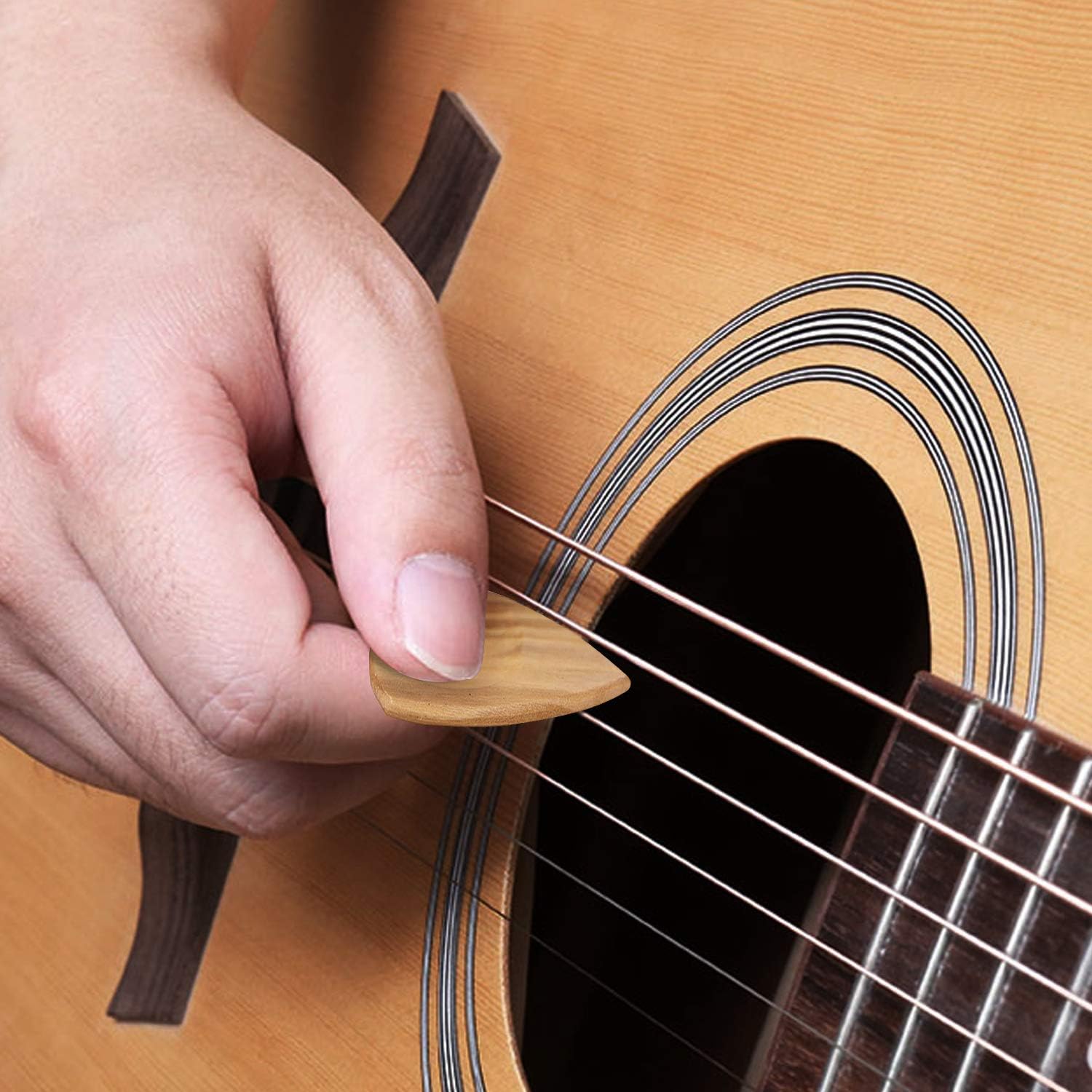 Custom Engraved Wooden Guitar Pick Box Holder For Son, Personalised Guitar Shape 3 Compartments Paddles Wood Container with 3pcs Picks Practical Musical Instrument Parts Gifts (For Son From Mom)