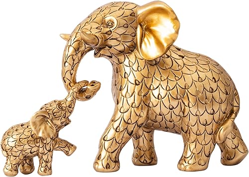 Estatua de elefante dorado vintage. Figuras de elefante que inspiran buena suerte, salud. Regalos únicos de elefante para mujeres, mamás. Adornos de