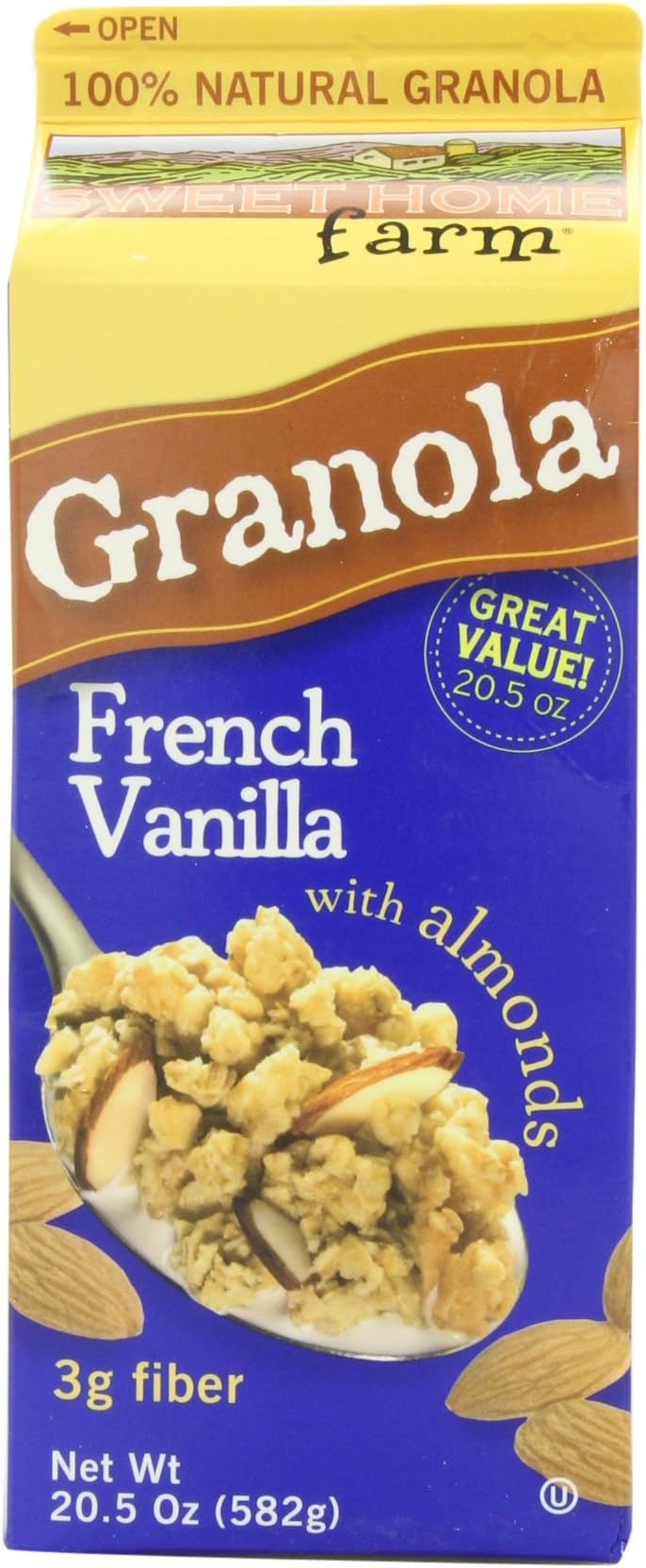 Sweet Home Farm French Vanilla Granola With Almonds, 20.5-Ounce Cartons (Pack of 4)