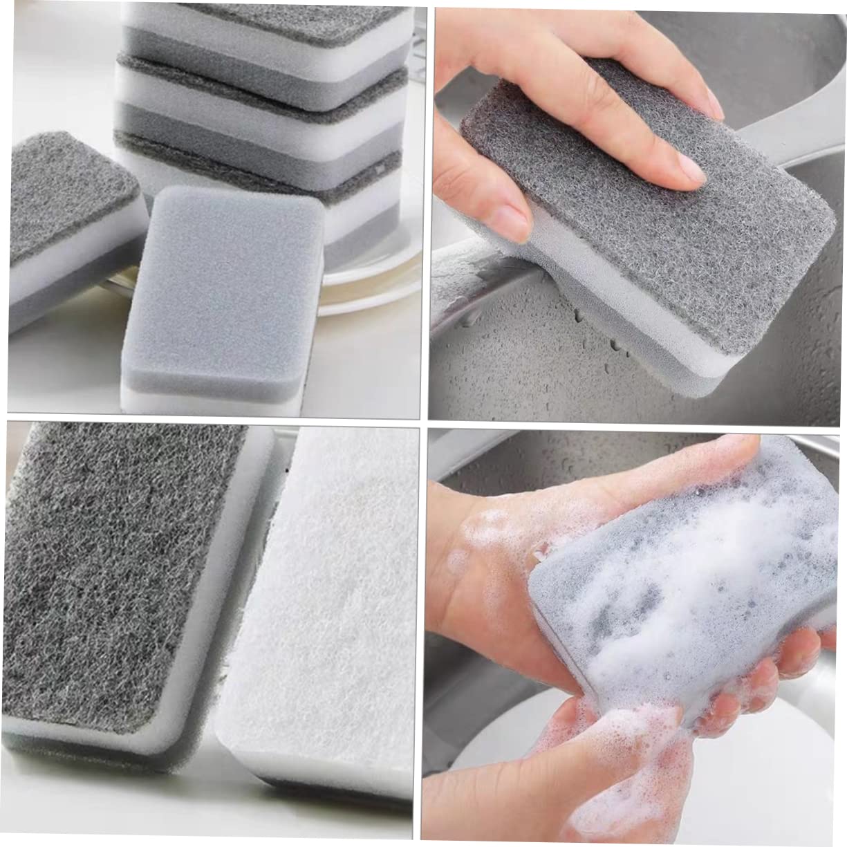 3 Series Estropajo Depuradores De Cocina Depuración Familiar Fregador De Platos Fregar Esponja Doméstica Utensilios De Cocina para Lavar Platos Grey 10 Piezas X 3