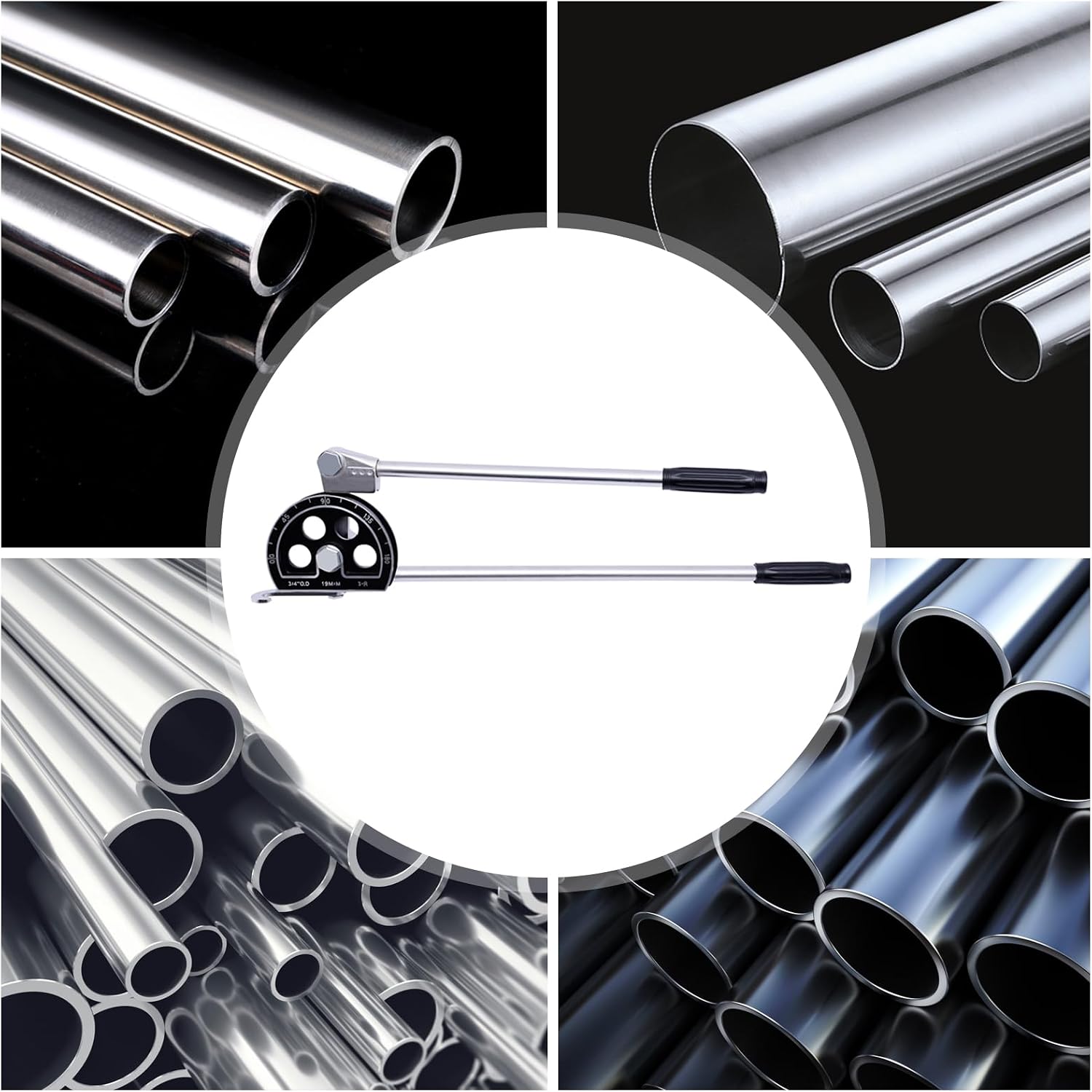 Tube Bender, 3/4 inch OD Pipe Bending Capacity 180 Degrees Manual Bending with Anti-skid Handle, for Aluminum and Stainless Steel Pipes in HVAC, Heating Pipe System