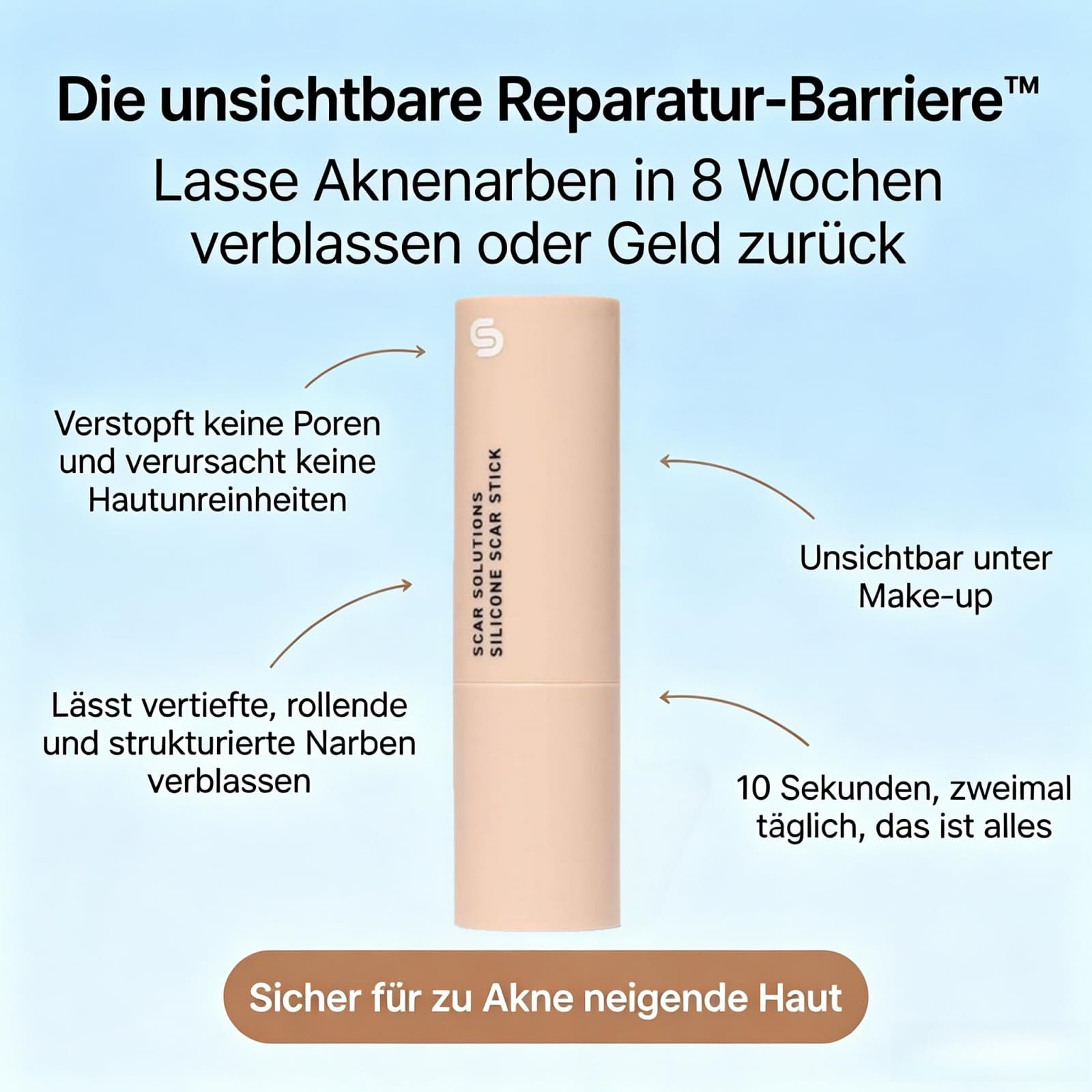 DermaSmooth, stick per cicatrici in silicone, erba di tigre e vitamina E, cura mirata delle cicatrici, versatile, liscia, applicabile, delicata, per tutti i tipi di pelle (2 pezzi)