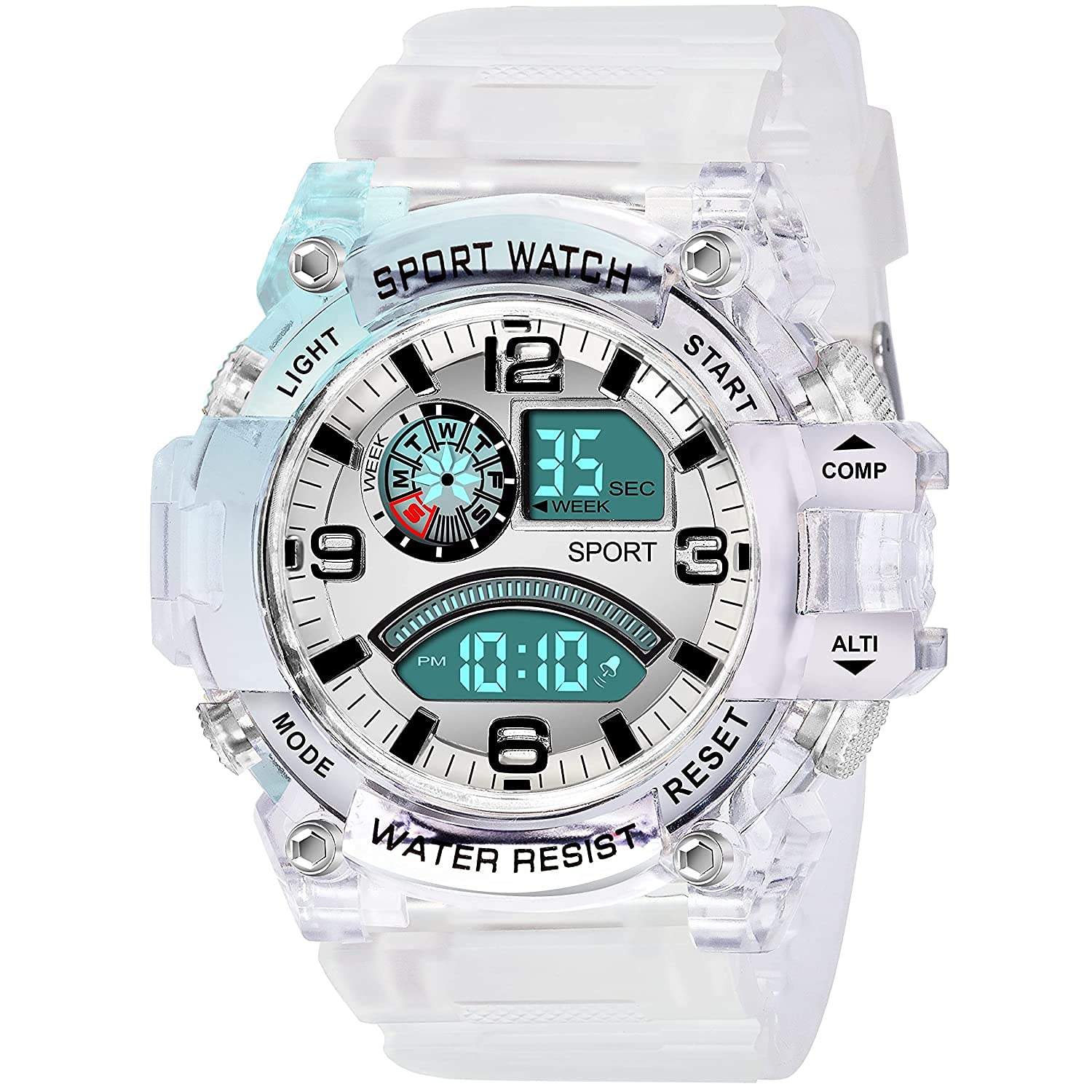 XTIME Digital Multi-Function Sports Watch Silver Dial & Transparent Straps for Boys & Girls (B0BJDZT72H) Amazon Price History, Amazon Price Tracker