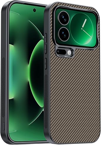 YUANSHXM-Cover for Xiaomi 17 Pro Max/17 Pro/17,Heavy Duty Protection Thin Carbon Fiber Texture Case Drop Protection Anti-Fingerprints Shell 17 Pro Max,Gold