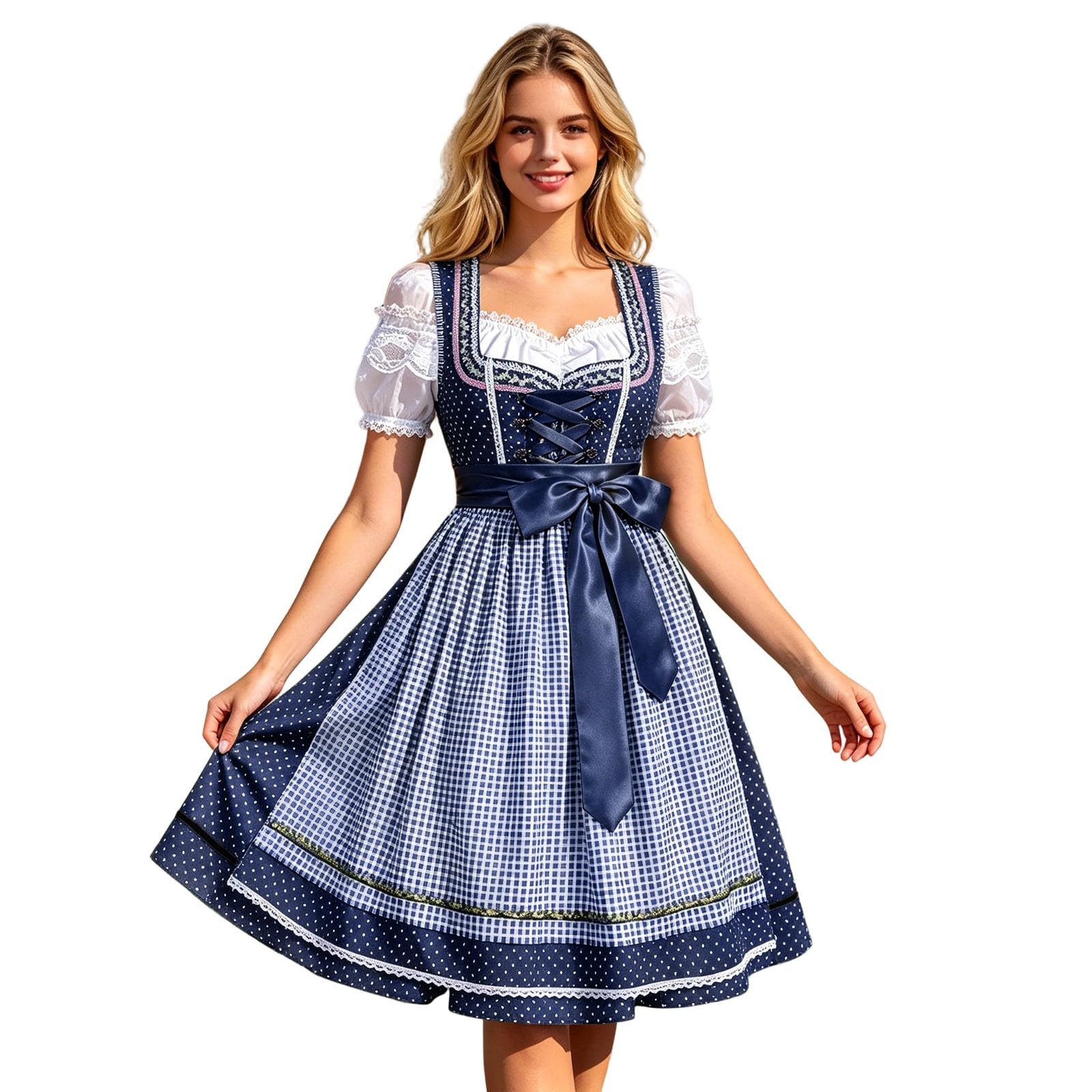 Dirndl Damen Oktoberfest Outfit Dindl Dirndelkleider Mit Bluse Lang Schürze Kleid Maxi Grosse Grössen 70 cm Für Spitze Dirdnl Midi Kurz Langes Stretch