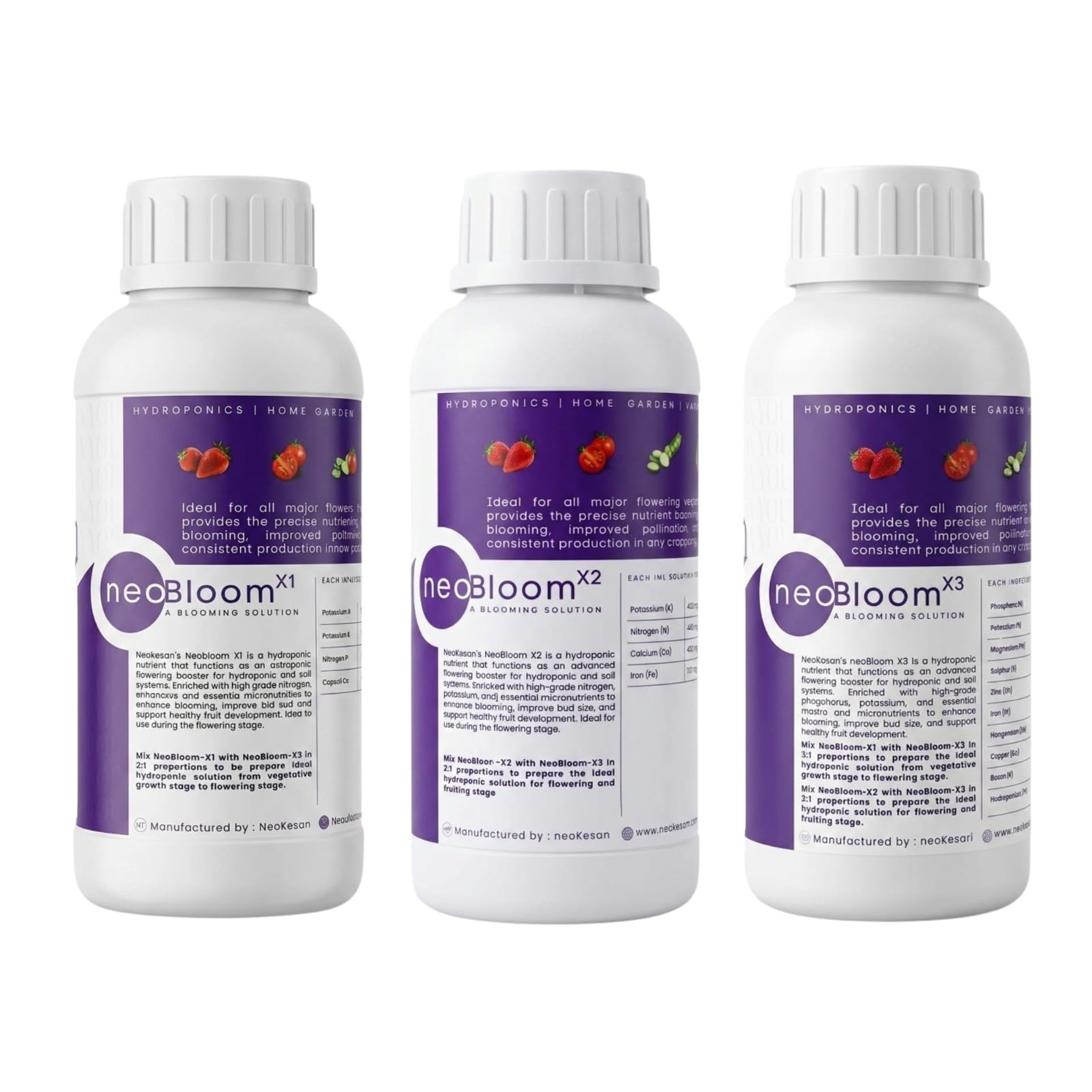 neoBloom X1 + X2 + X3 Hydroponics Nutrient Solution Combo Set | Liquid Fertilizer for Flowering & Fruiting Stage | Terrace Farming, Fruits & Vegetables | Boosts Flowring & Yield-image-10