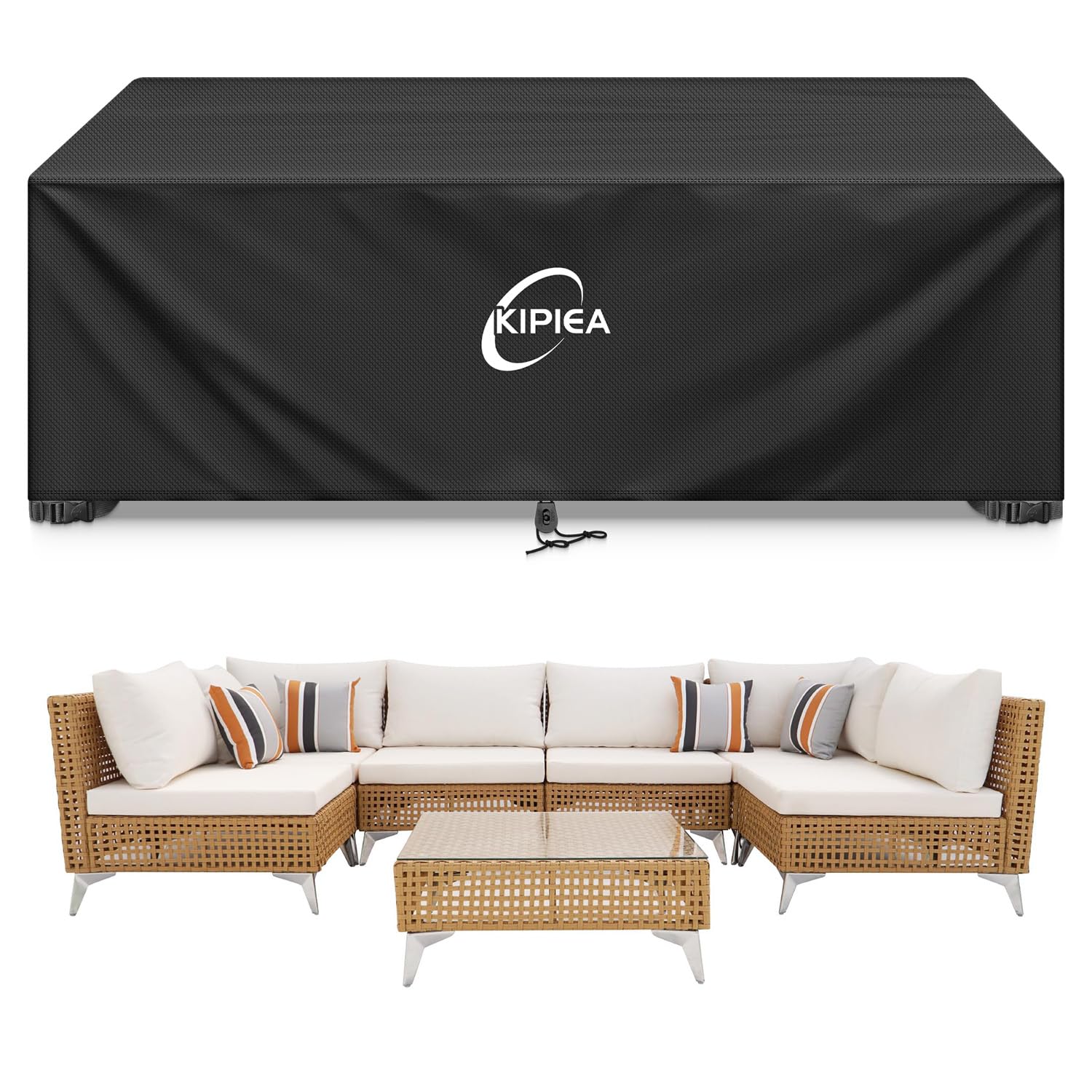 Kipiea Patio Furniture Covers Waterproof Winter, Heavy-Duty 420D Outdoor Patio Table Set Covers, Rectangular Outdoor Sectional Couch Covers (78" L x 58" W x 28" H) — view 24