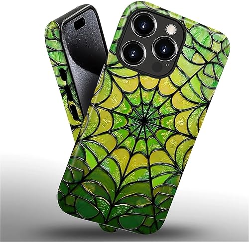 Miniatura 94 de Funda para iPhone 11 Pro Funda, Diseño de Patrón de Mosaico de Vidrio en Tono Verde - Protección Dual Híbrida Silicona + PC Duro Resistente a Golpes