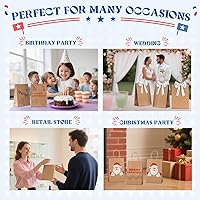 Vista 7 de Bolsas de papel kraft Mesha 5.25 x 3.75 x 8 pulgadas marrones pequeñas con asas a granel, paquete de 300 para pequeñas empresas, recuerdos