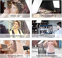 Vista 6 de Paquete de 2 luces clave de transmisión con soporte de escritorio, soporte de abrazadera en C, luz de panel de video regulable para grabación