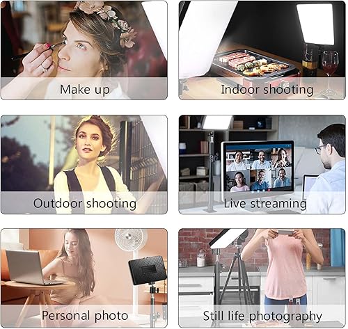 Miniatura 7 de Paquete de 1 luz LED para llave de escritorio, luz de video con soporte de abrazadera en C, 9 filtros de color, iluminación de fotografía de estudio