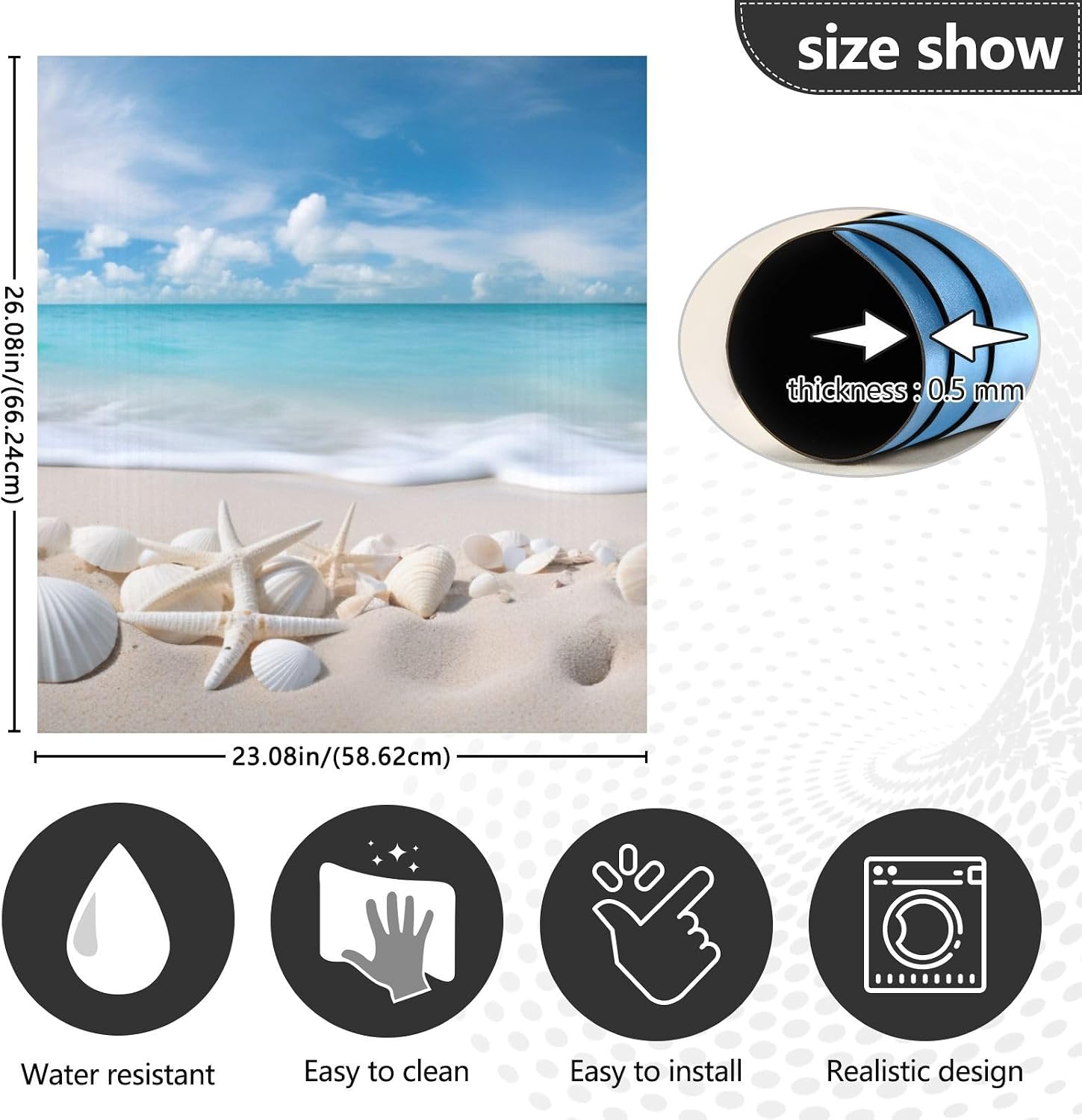 MNSRUU Dishwasher Magnet Sticker Beach Shells Refrigerator Magnetic Cover Dishwasher Cover Magnet Decorative Decals Appliances Stickers for Home Kitchen Decoration