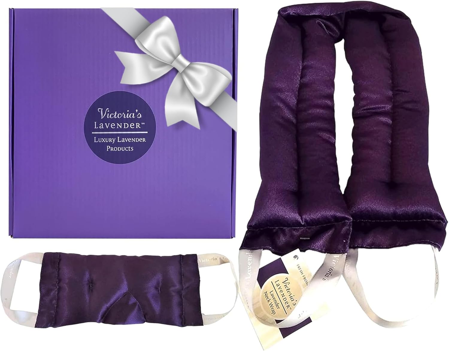 Victoria’s Lavender Luxury Microwavable Aromatherapy Neck Wrap and Eye Mask Pillow, Made in The USA Lavender Gift Set with Organic Lavender Buds and Flax Seed for Hot or Cold Application – (Set of 2) Victoria’s Lavender Luxury Microwavable Aromatherapy Neck Wrap and Eye Mask Pillow, Made in The USA Lavender Gift Set with Organic Lavender Buds and Flax Seed for Hot or Cold Application – (Set of 2)