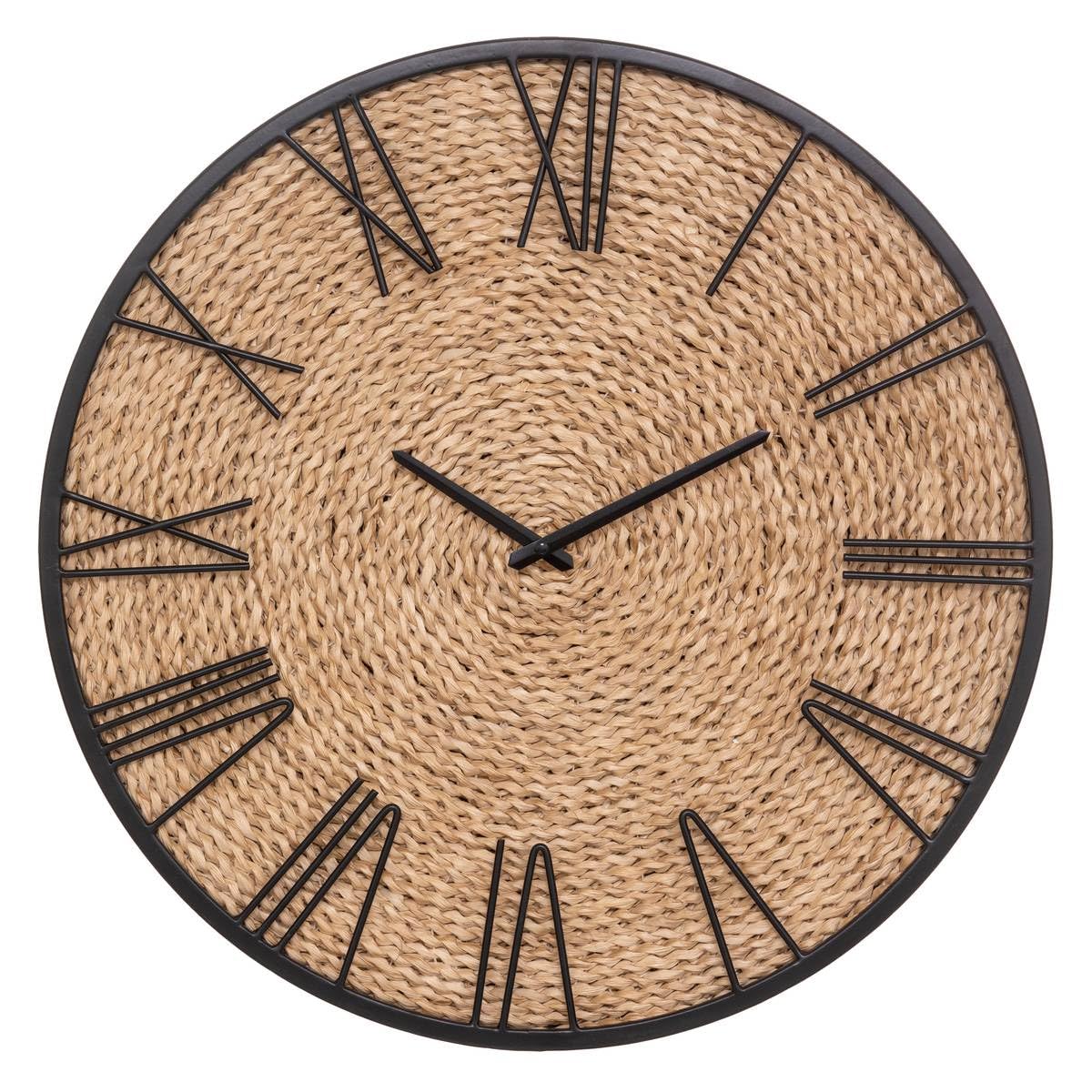 Atmosphera Nico Uhr, Metall und Strohhalm, Durchmesser 50 cm