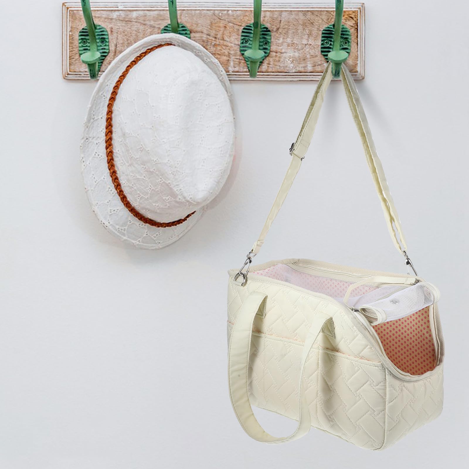 Generic Borsa per Trasporto Animali in Tela Beige, Comoda da Portare, per Gatti e Cuccioli Durante Escursioni e Passeggiate All'aperto