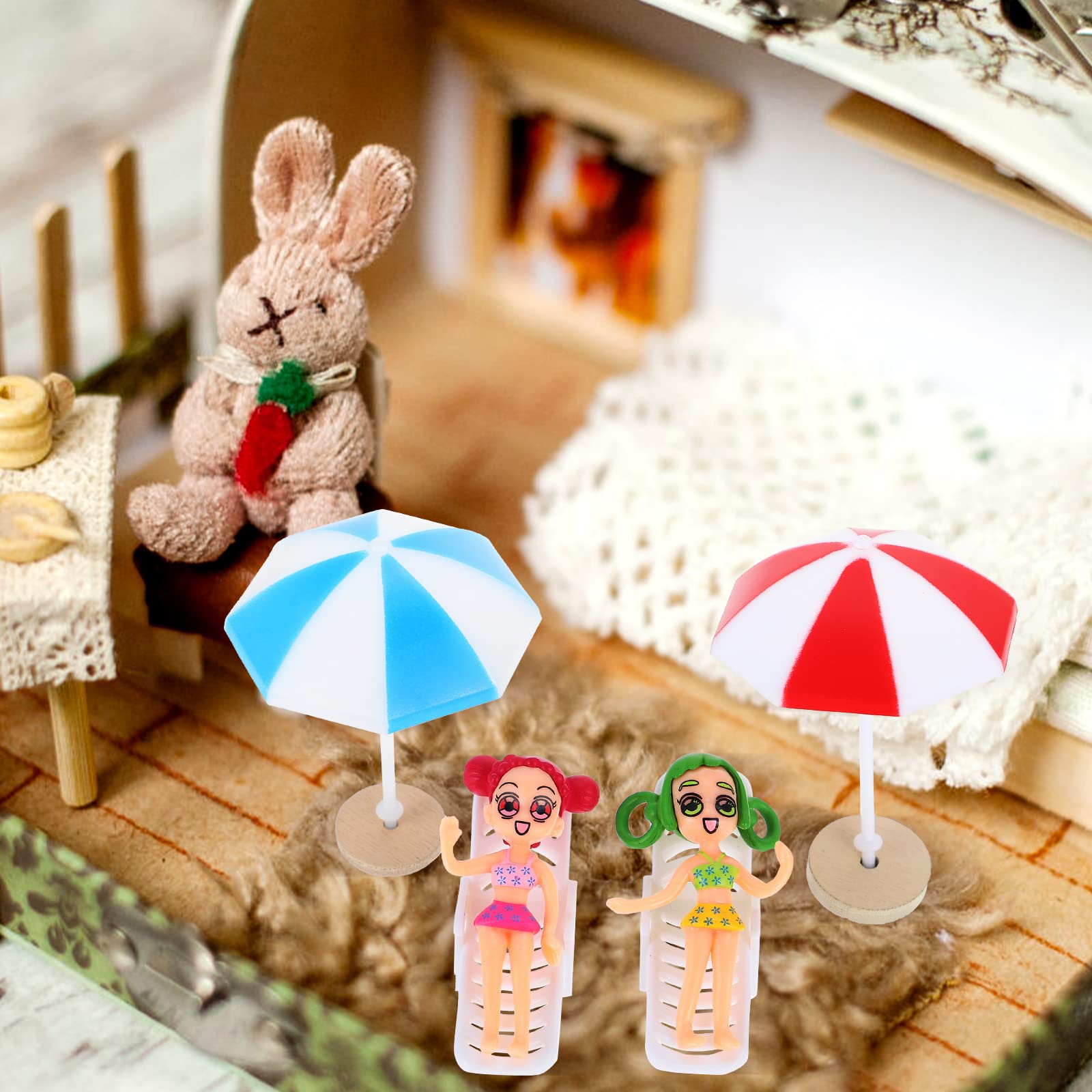 Lot De 22 Mini Accessoires De Plage – Micro-paysage En Résine, Pour Maison De Poupée, Décoration De Plantes, DIY, Parasol, Palmiers, Figurines, Dès 3 Ans