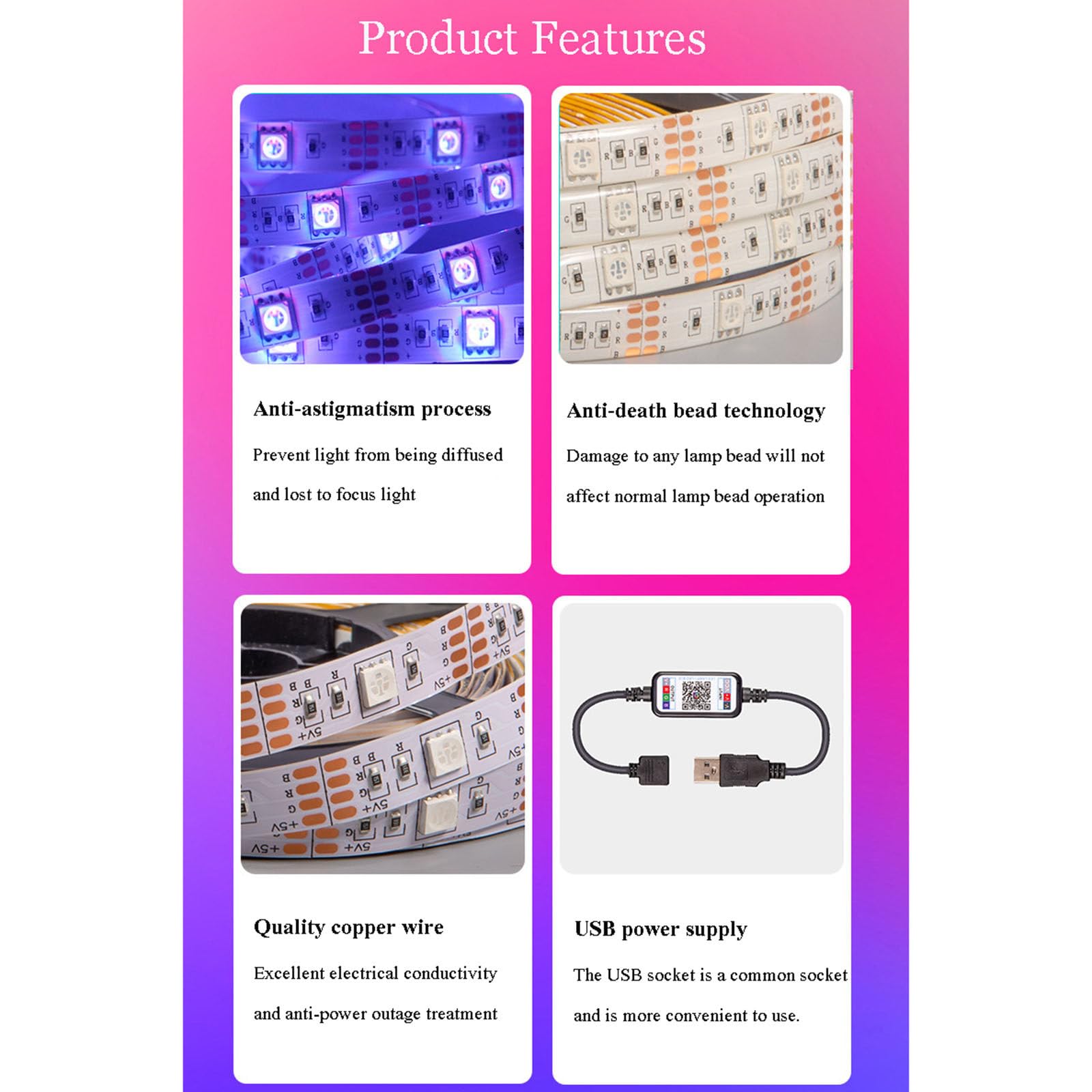 Tira de iluminación LED 5050, Control por aplicación Bluetooth para teléfono móvil, Tira de luz de Fondo de TV USB, Juego de Tira de Luces RGB Inteligente de 5V,3 * 5m