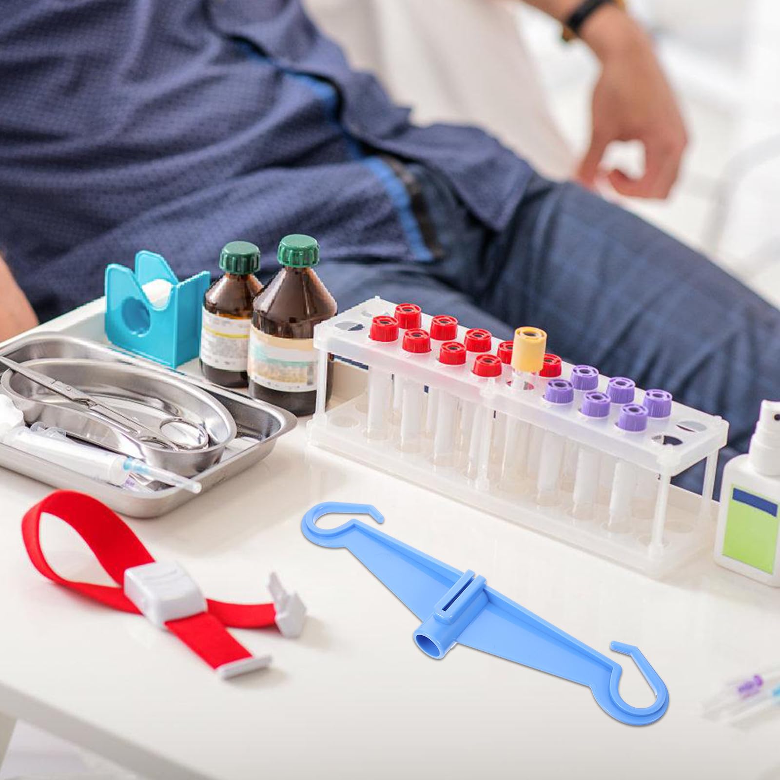 GANAZONO Asta per Flebo Economica Ganci in Plastica Abs Blu, Facile da Installare e Resistente, Accessori Portatili per Supporto Flebo in Clinica