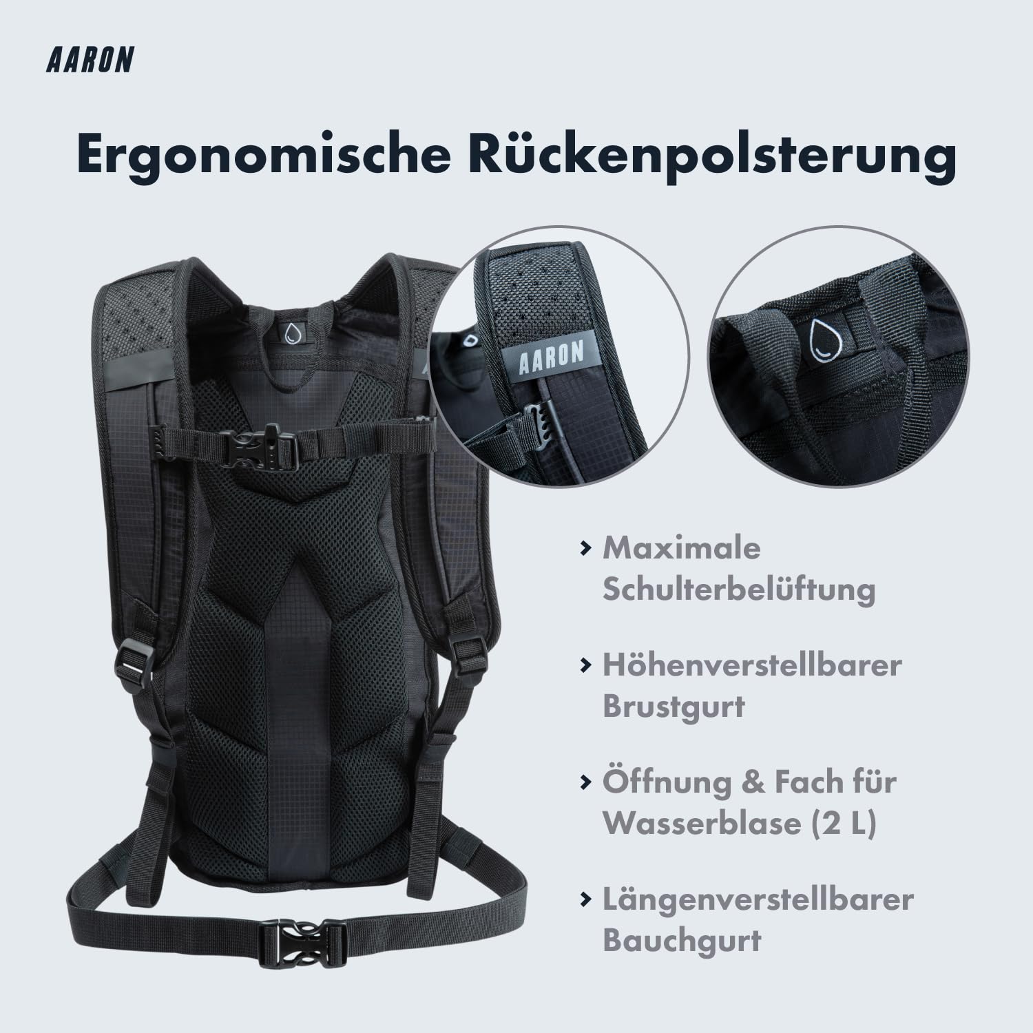 AARON Fahrradrucksack und Skirucksack klein 8L, MTB Rucksack, Wasserdicht mit Regenschutz, Wanderrucksack klein für Damen & Herren