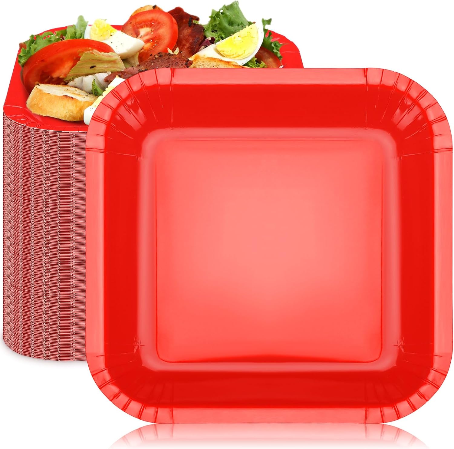 Mifoci 100 Pieces Paper Plates 9 Inch Square Disposable