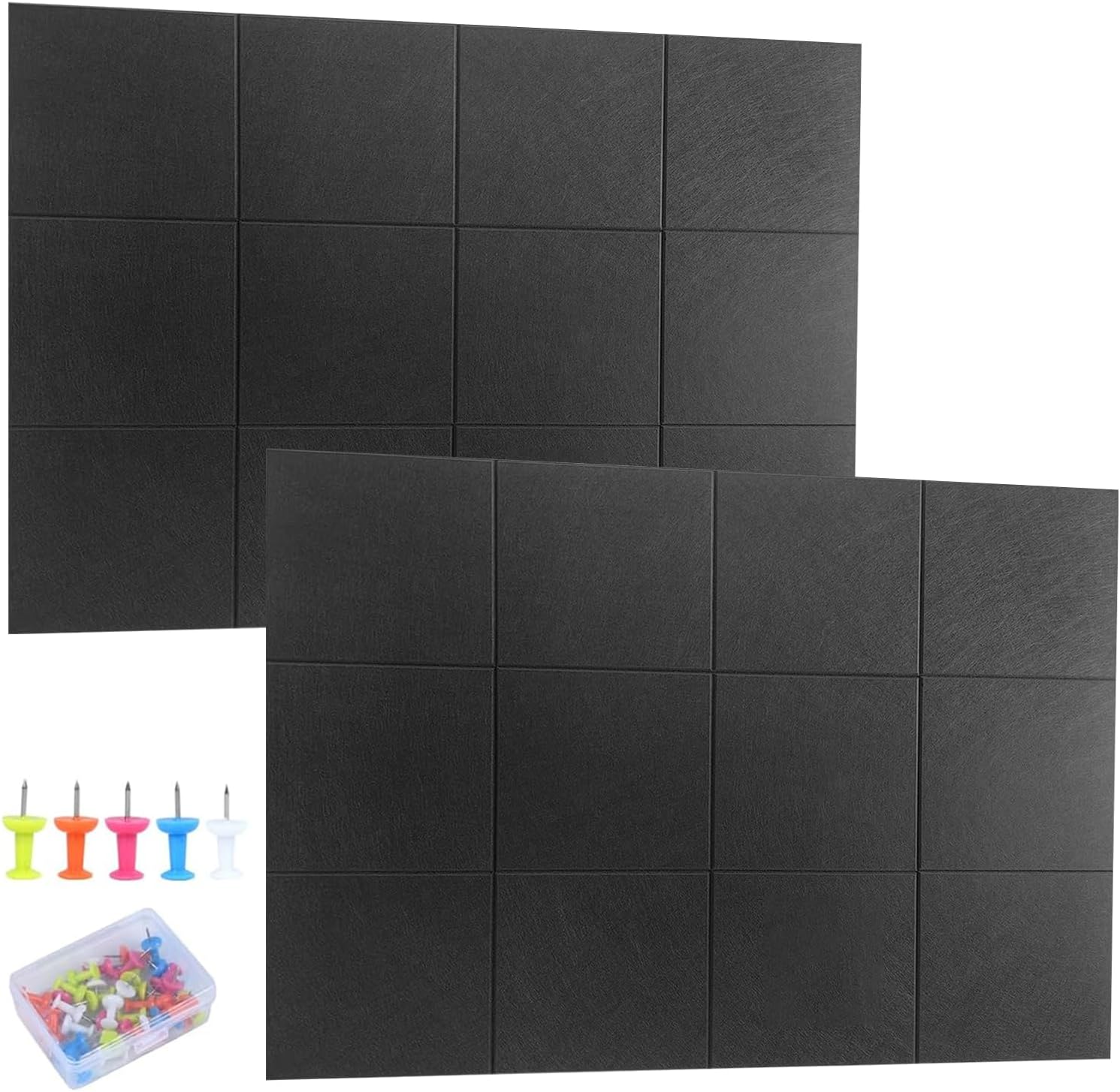 Large Cork Board for Walls - 24 Pack 70"x47" Felt CorkBoard Tiles for Office Wall, Felt Bulletin Board Pin Board with Pushpins Large Pin Tack Board for Home Office Walls Decor-Black