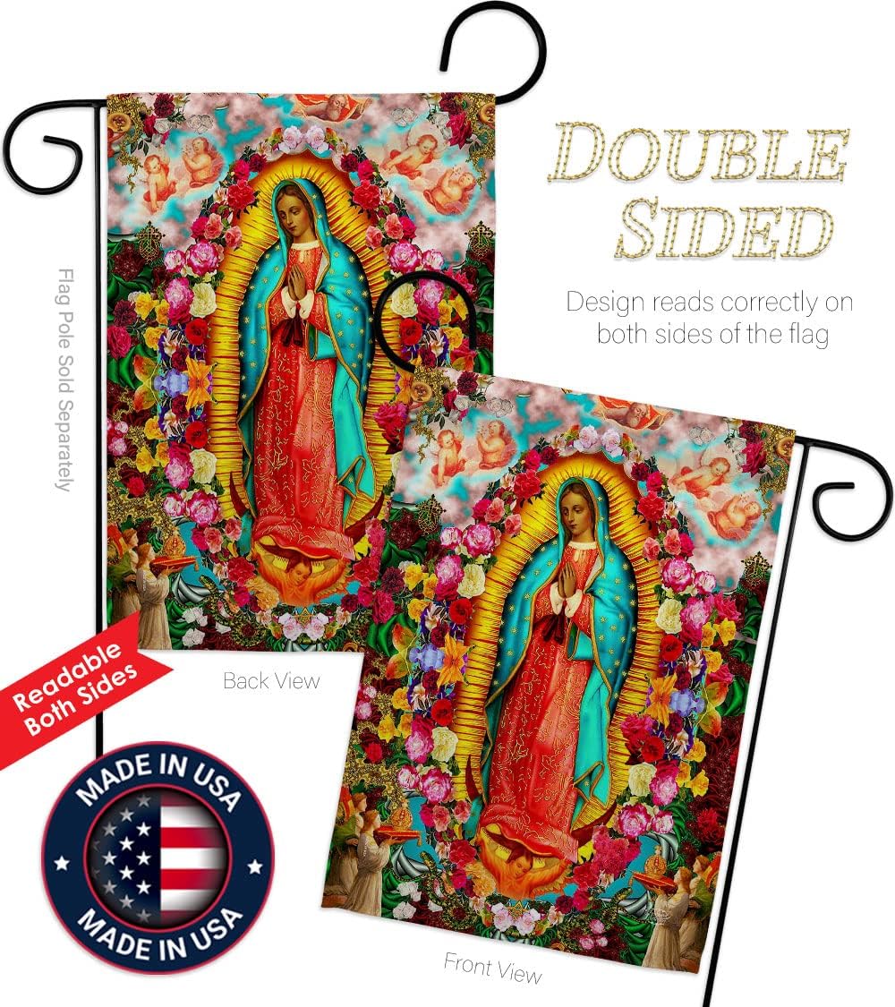 Our Lady of Guadalupe Flag Home Decor Faith Hope Grace Grave Yard Decorations For Cemetery Peace Dove Religious Decoration Religion Easter Garden Sign Christian Gifts Made In USA - Image 3