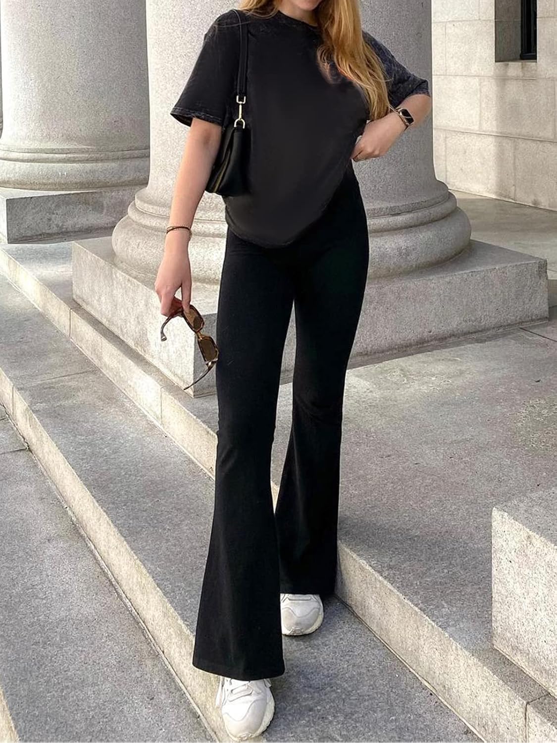 Women's High Waisted Flare Yoga Pants 3 Pack Tummy Control Bootcut Leggings for Gym V Crossover Workout Lounge Pants