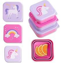 Wildkin Set of 3 Kids Nesting Food Containers for Girls Stackable, Airtight & BPA-Free Snack Containers, Dishwasher Safe Lunch Box Containers for School & Travel, Ages 312 Unicorn