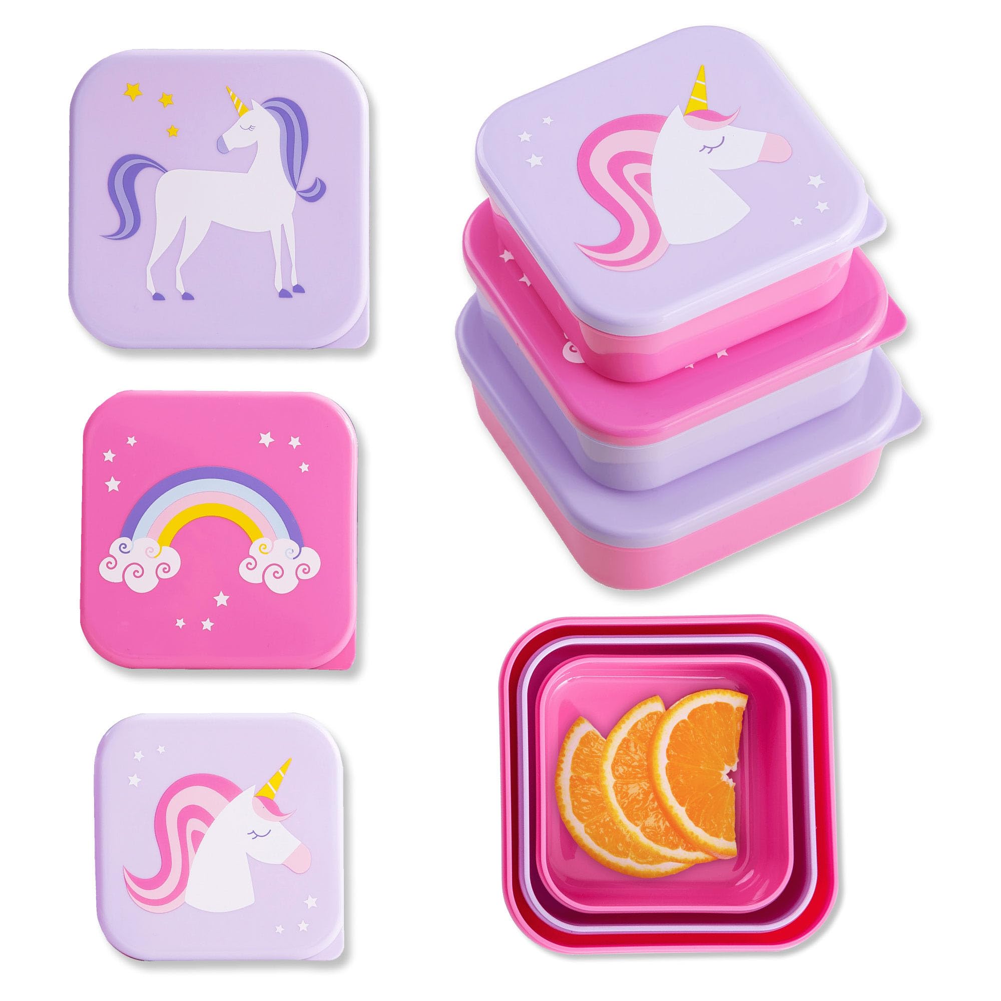 Wildkin Nesting Food Containers for Kids, Set of 3, Unicorn