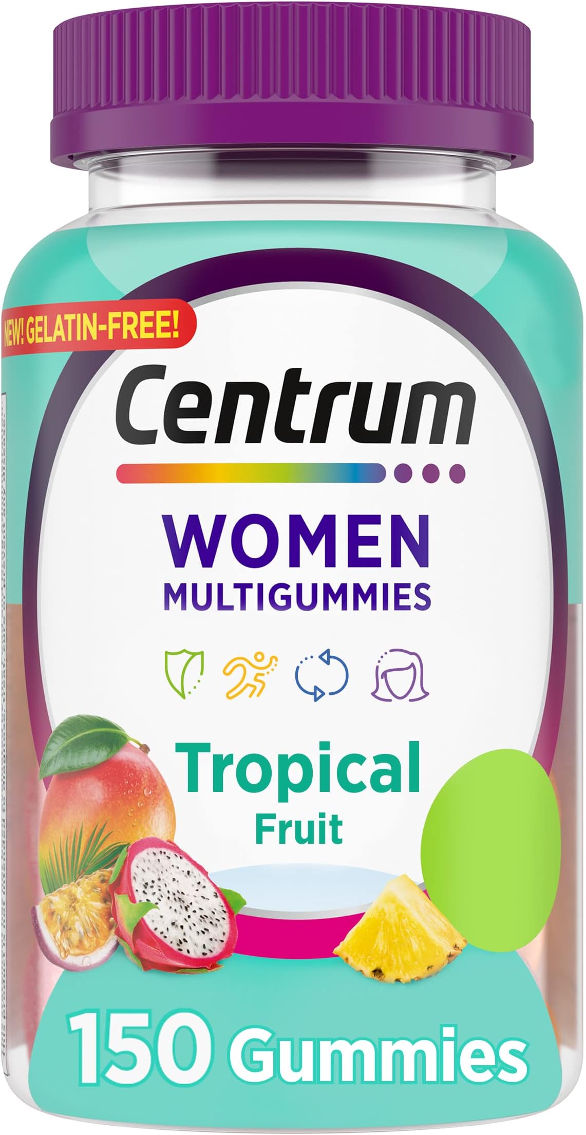 CentrumWomen's Multivitamin Gummies, Tropical Fruit Flavors Made from Natural Flavors, 150 Count, 75 Day Supply