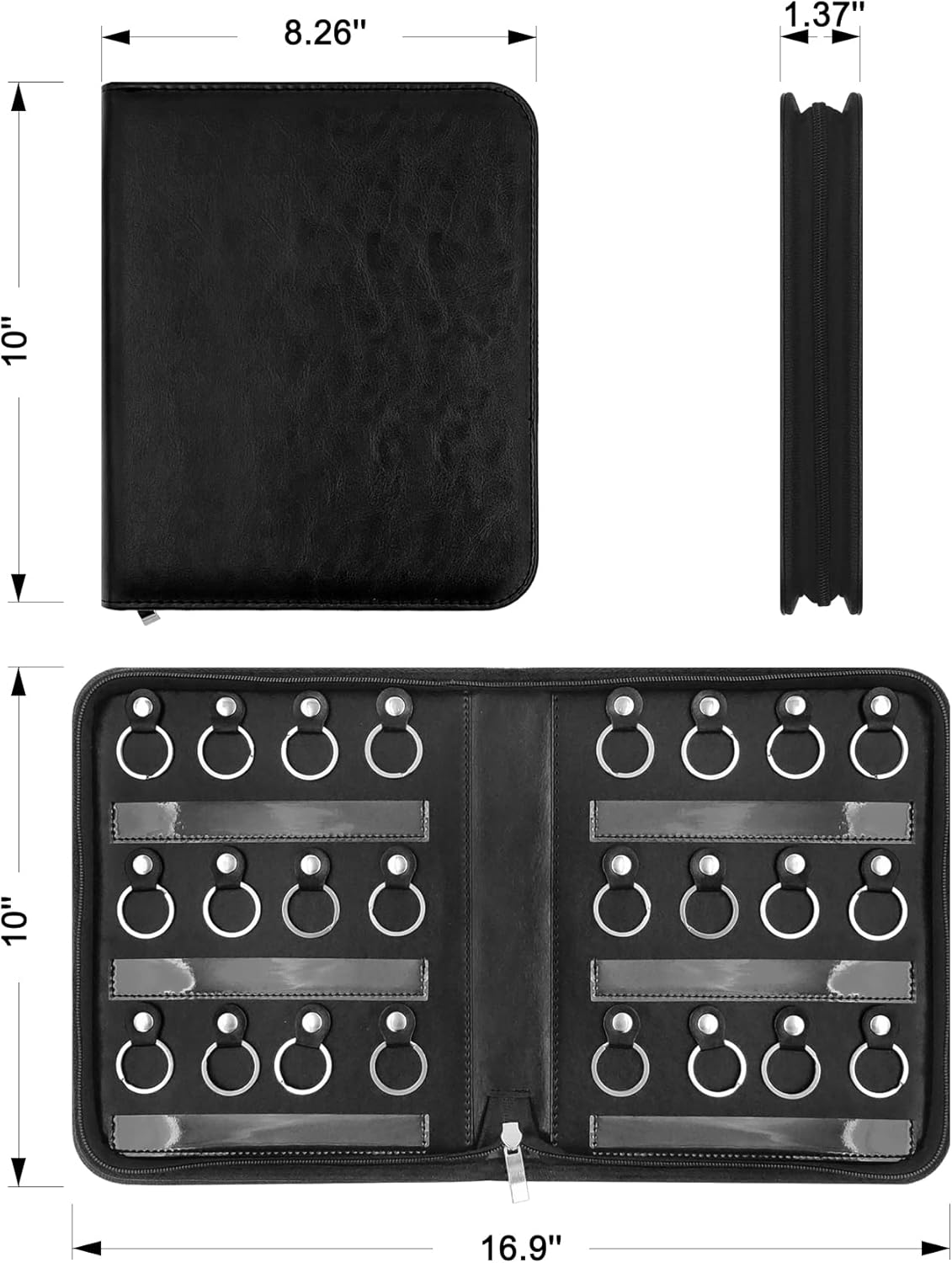 Portable Zippered Key Case,Leather Key Organizer with 24 Hooks Key Storage,Portable Manager and Landlord Key Holder,Zipper Keys Organizers for Estate Agent,Hotel Executives,Car Service Key Box
