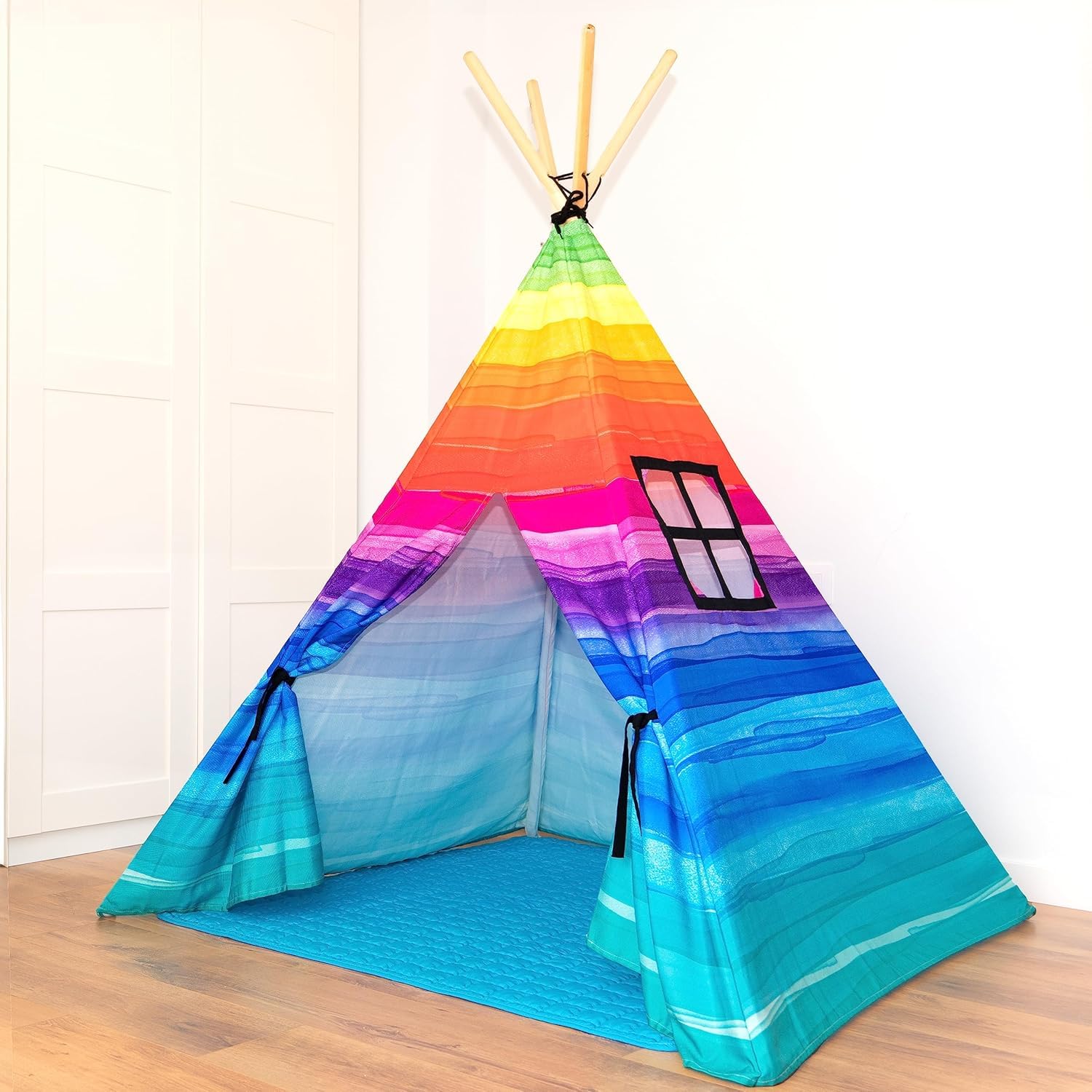 Teepee Tent For Kids | Kids Teepee Tent | Tipi Tent Kids | Children's Teepee Tent For Girls Boy | Childrens Teepee | Baby Teepee | Tee Pee For Children | With Padded Mat And Carry Bag A