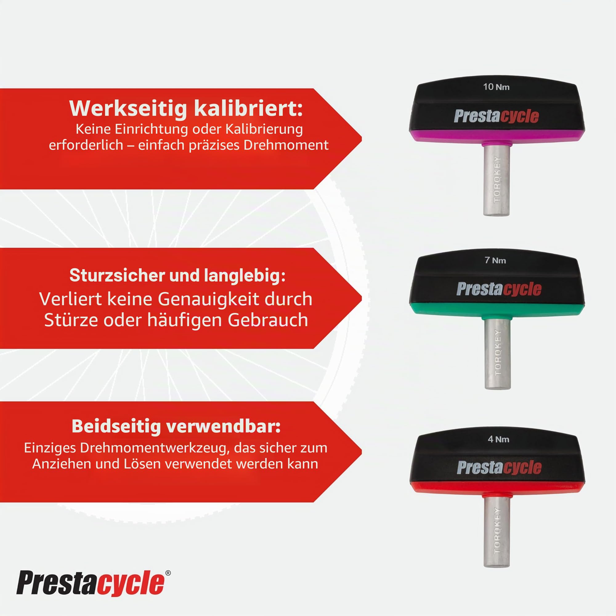 Prestacycle TorqKeys T-Griff voreingestelltes Drehmomentwerkzeug, 12 Nm