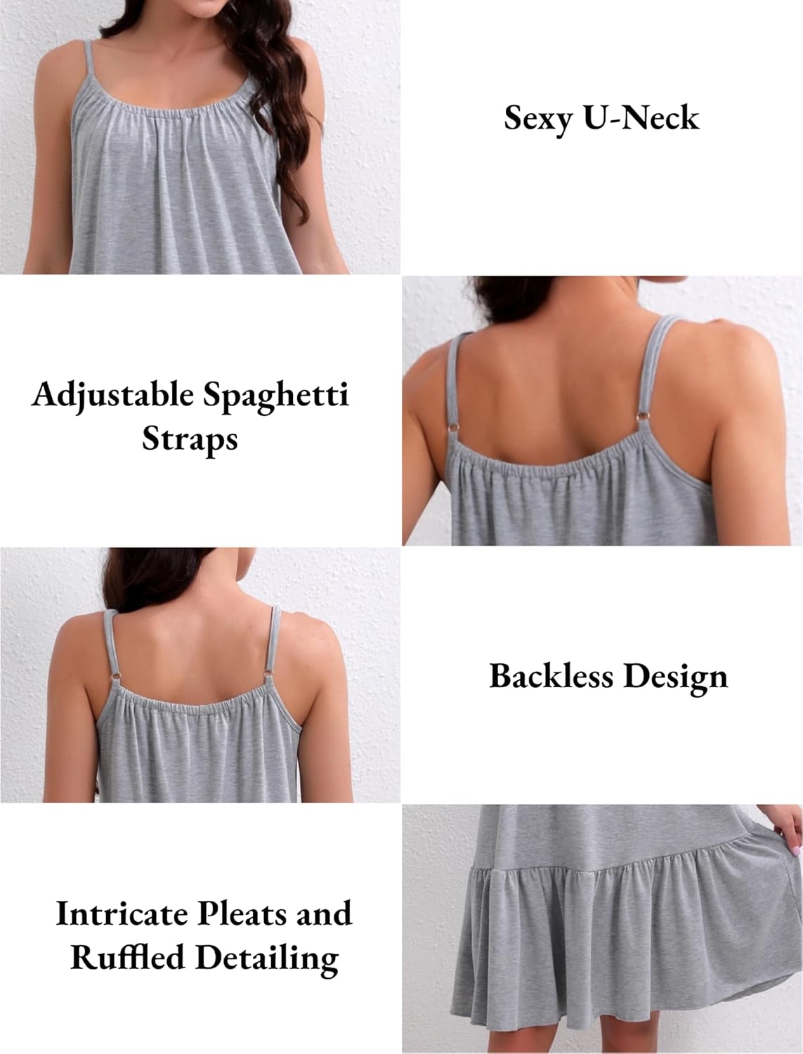 Cotton Nightgowns for Women Adjustable Spaghetti Strap Sleepwear Soft Sleeveless House Dress S-XXL - Image 6