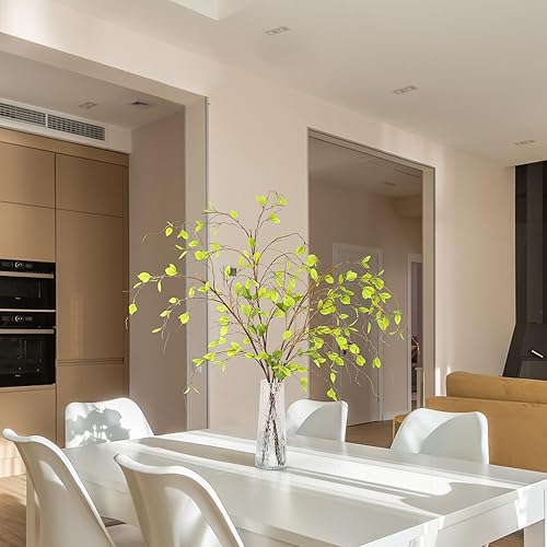 Miniatura 9 de EDIMENS 4 paquetes de ramas de ficus artificiales de 41.7 pulgadas, tallos sintéticos, ramas de eucalipto, ramas de hojas sintéticas, tallos verdes,