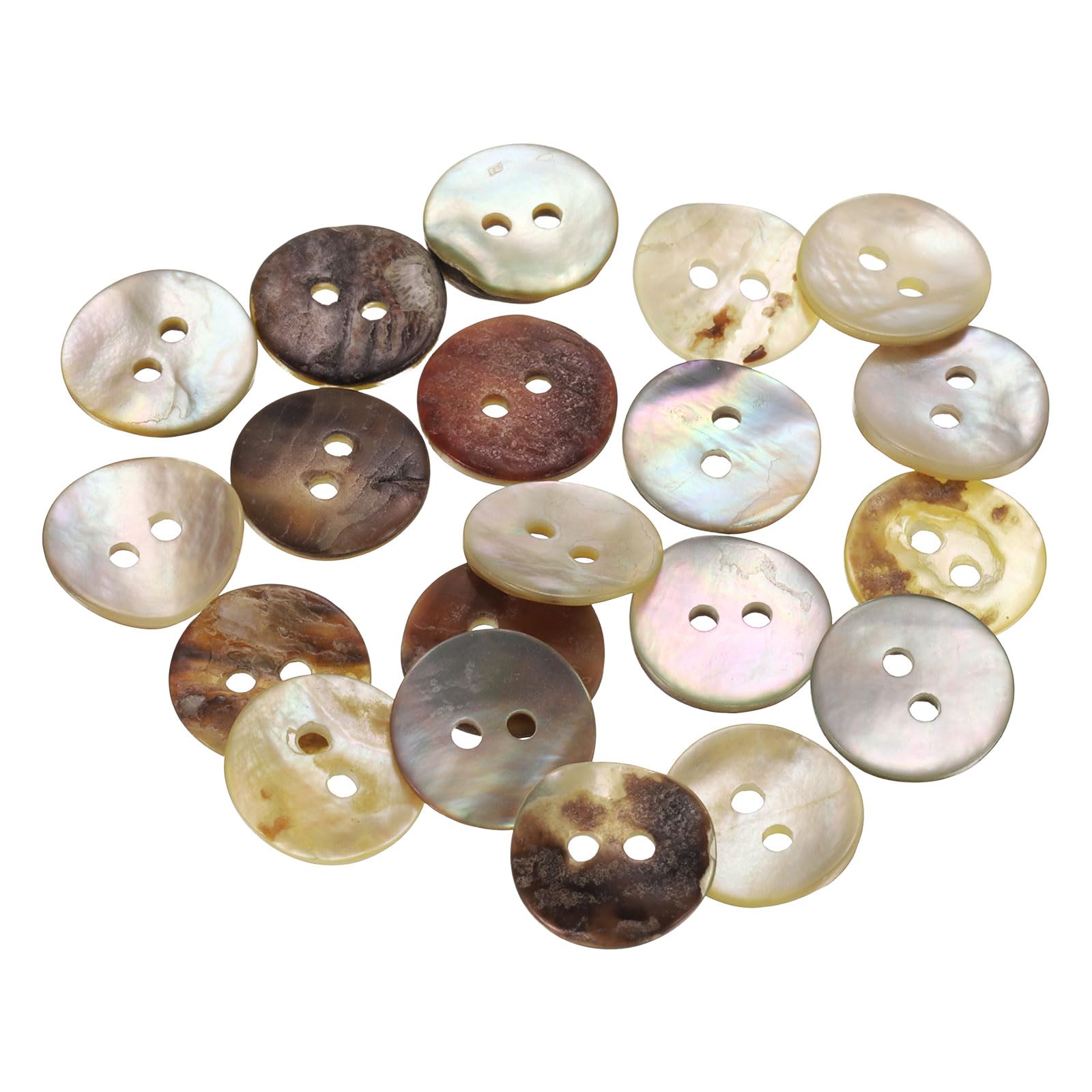 sourcing map 20Pcs Natural Shell Buttons, 12.5mm 2 Hole Mother of Pearl Blazer Buttons Sewing Craft Shell Discs for Shirt Sewing DIY Crafts Decoration, White