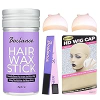 Vista 1 de Barra de cera para el cabello con banda elástica de encaje para encaje frontal, peluca de cera no grasa de 2.7 onzas (2 gorras de peluca HD)