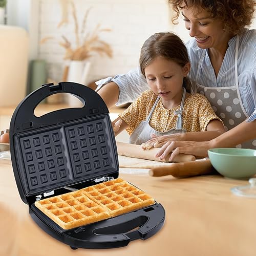 Miniatura 9 de Mini máquina para hacer donas, mini máquina para hacer panqueques para el desayuno, máquina antiadherente de doble cara para hacer 12 donas, máquina